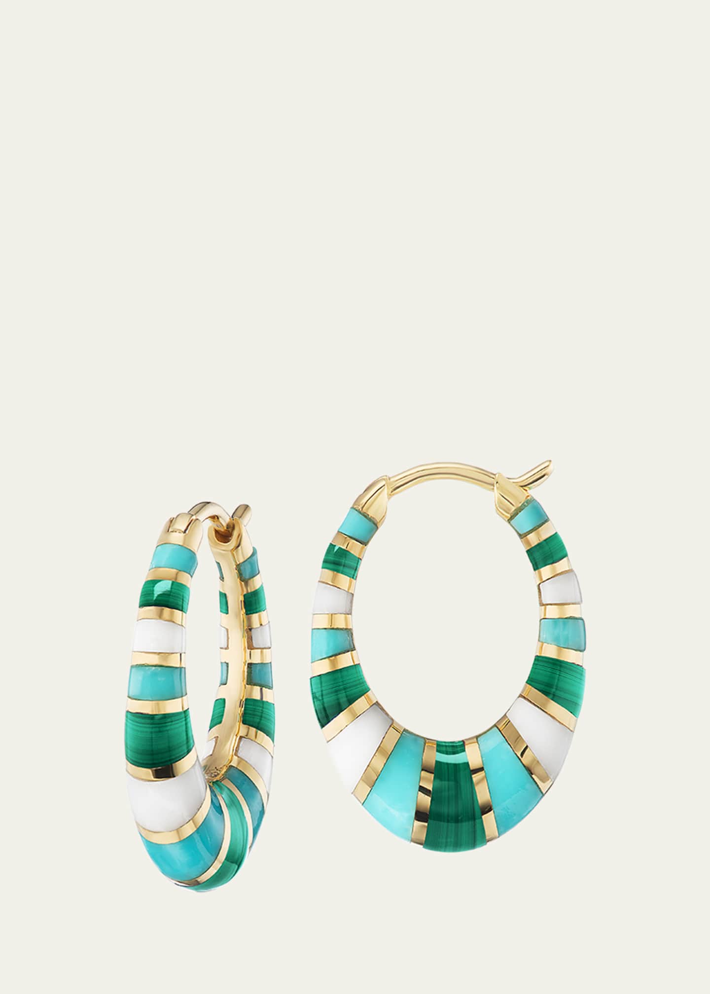 Orly Marcel Mini Inlay Hoop Earrings in 18K Yellow Gold