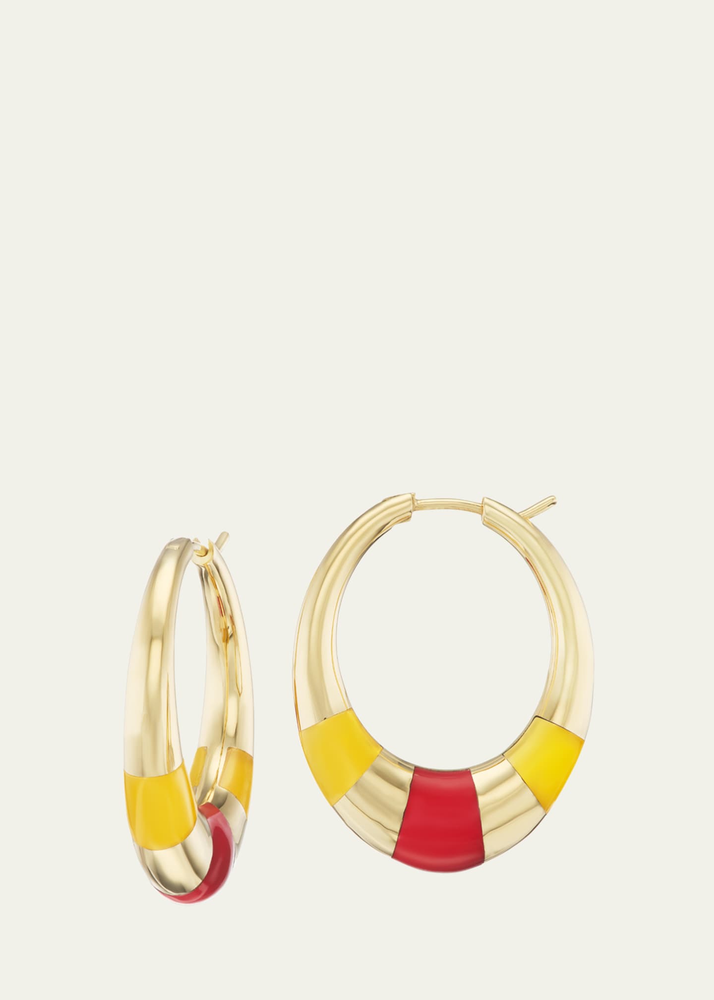 Orly Marcel Inlay Tri Hoop Earrings in 18K Yellow Gold
