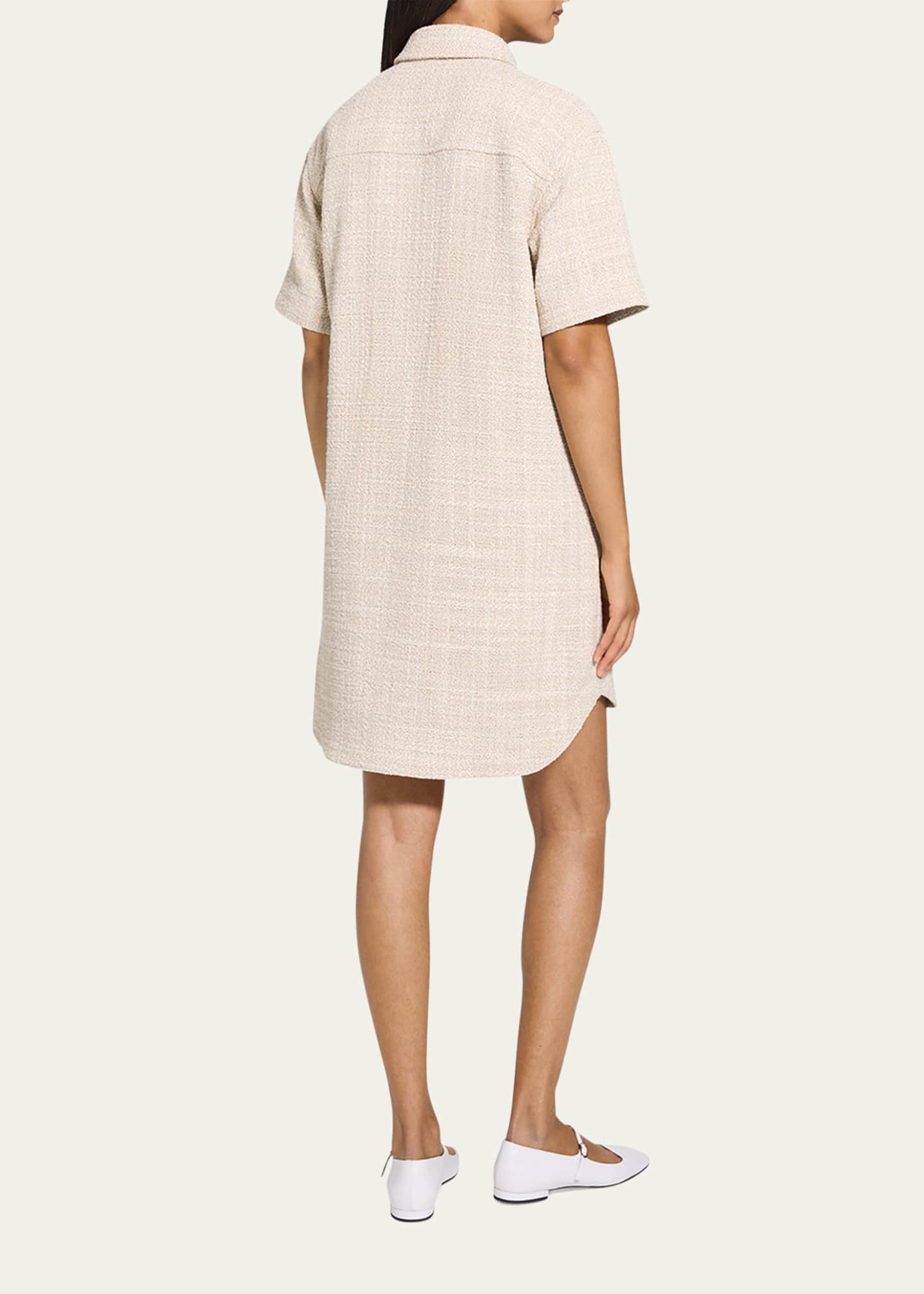 Theory Short-Sleeve Tweed Shirtdress Image 3 of 5