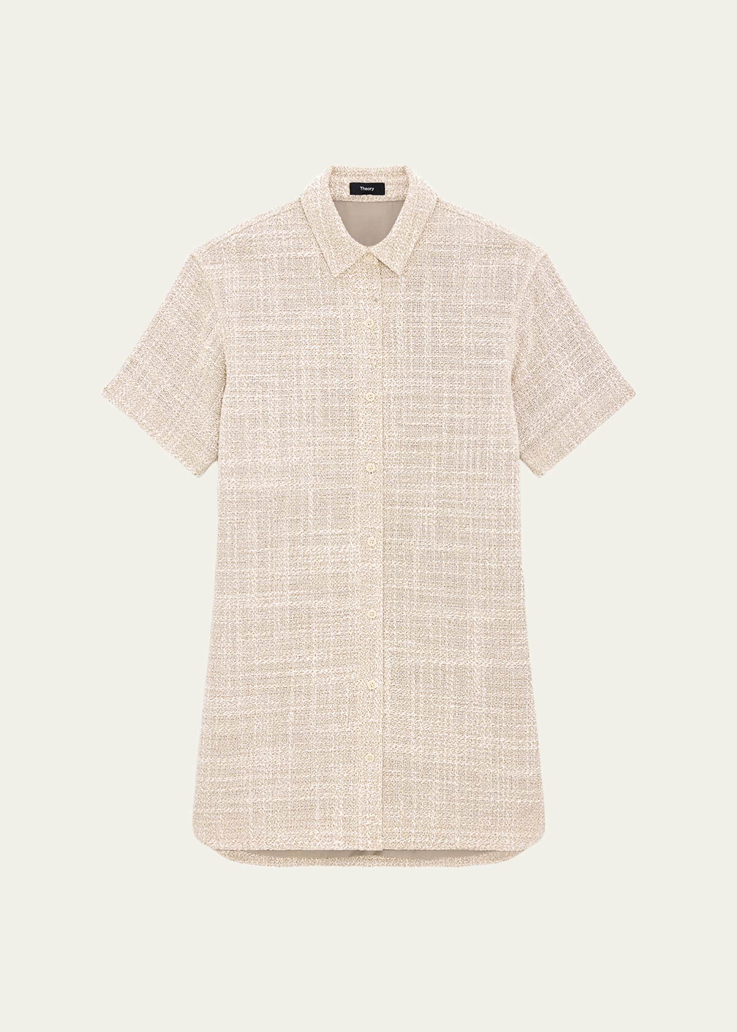 Theory Short-Sleeve Tweed Shirtdress Image 1 of 5
