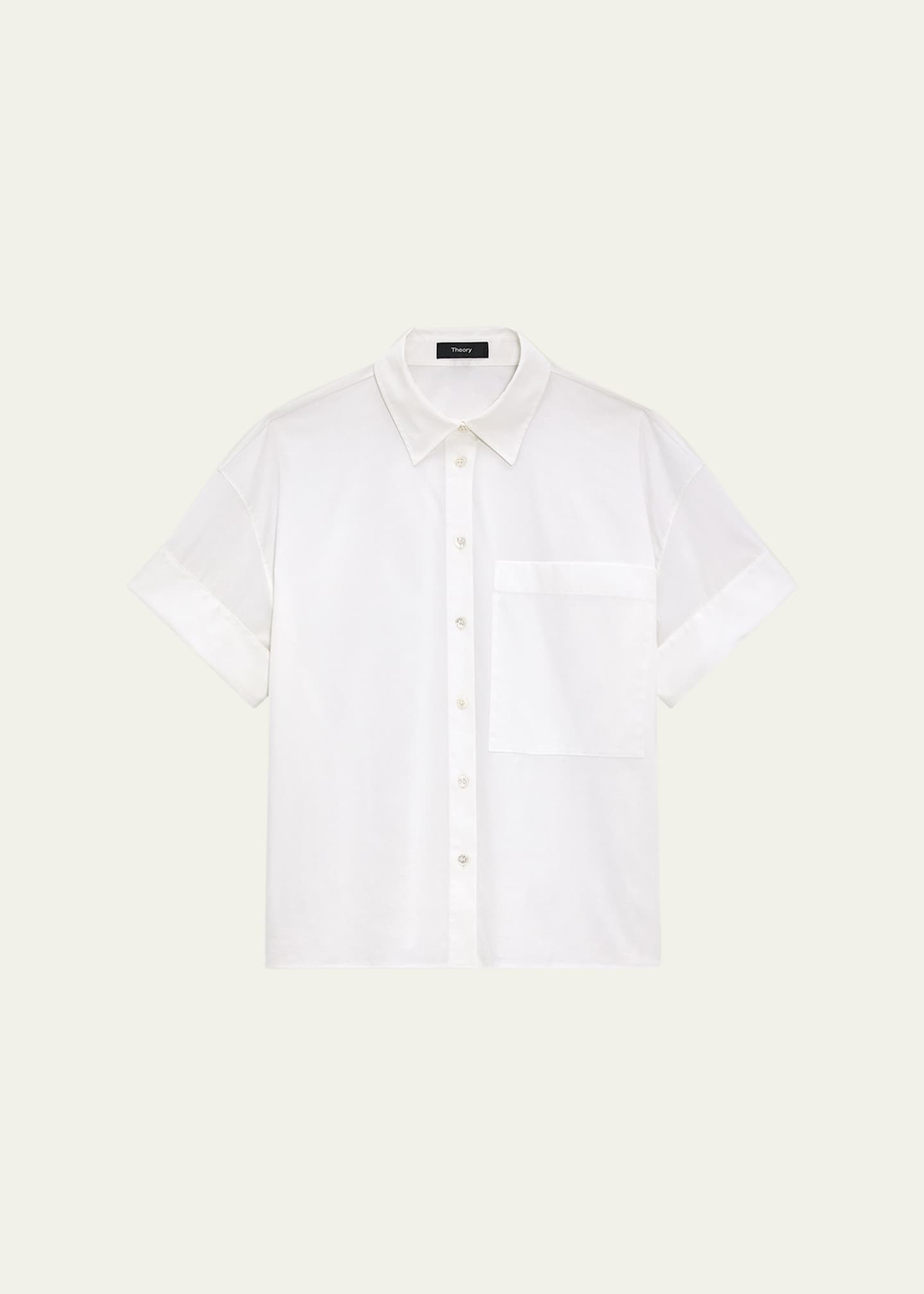 Theory Cotton Cuffed Pocket Shirt Image 1 of 5