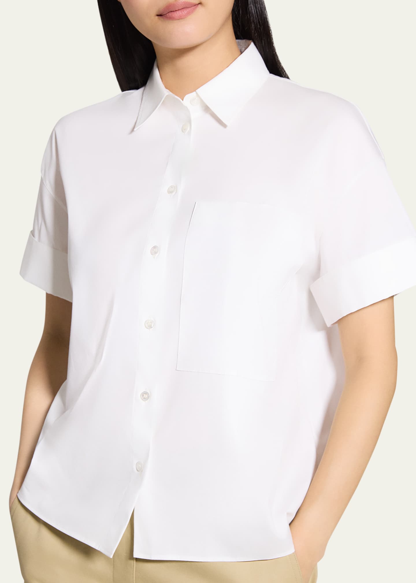 Theory Cotton Cuffed Pocket Shirt Image 5 of 5