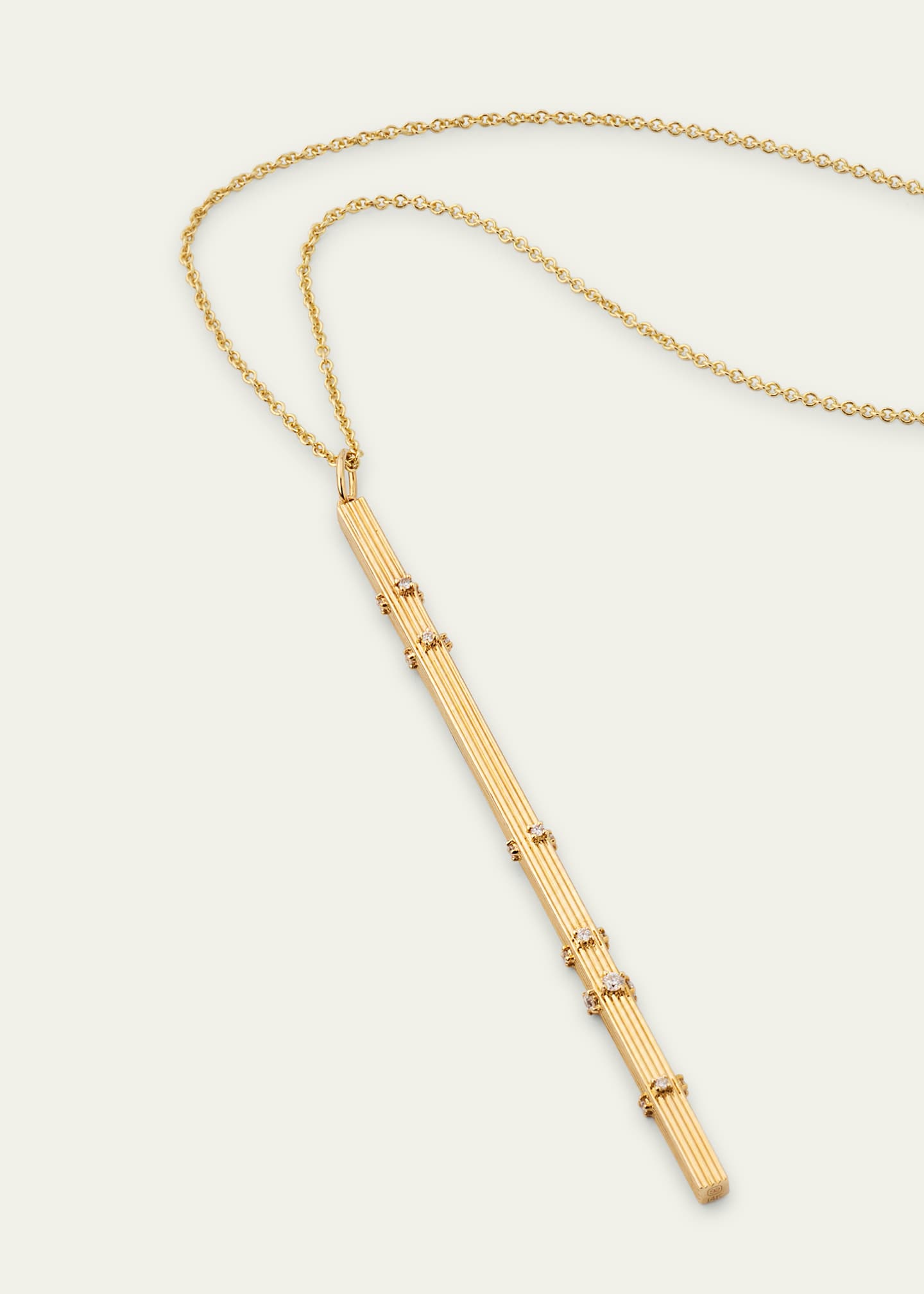 Sydney Evan 14K Yellow Gold Fluted Bar Charm with Diamonds Image 3 of 4