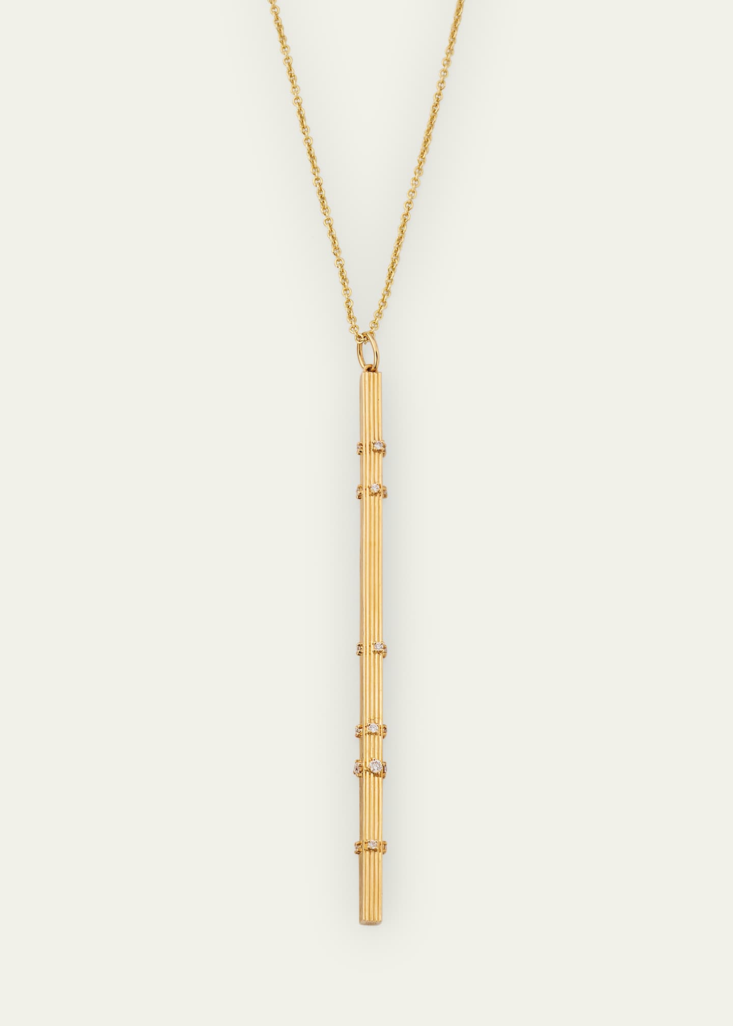 Sydney Evan 14K Yellow Gold Fluted Bar Charm with Diamonds Image 1 of 4