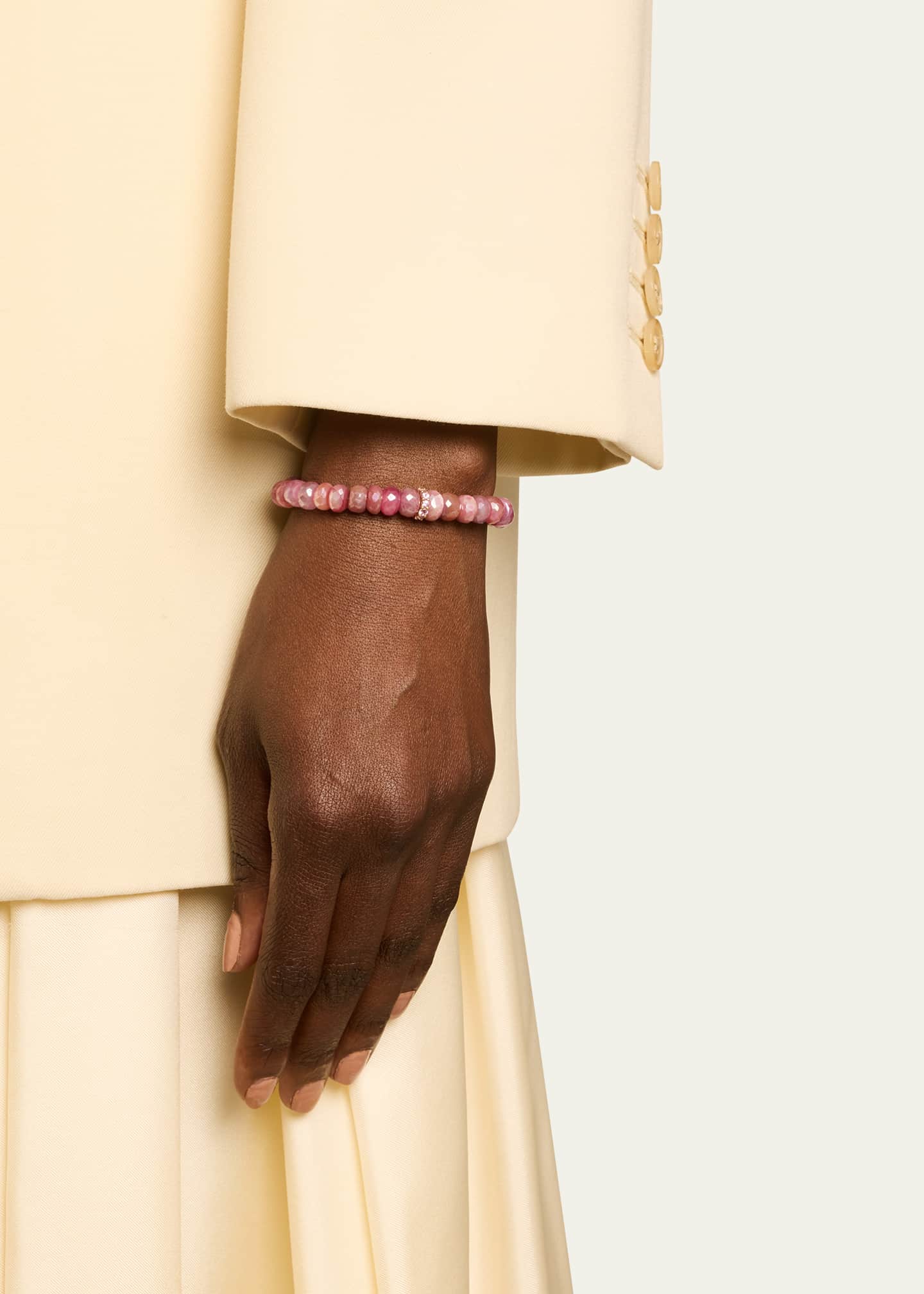 Sydney Evan Pink Sapphire Rondelle Bead Bracelet Image 2 of 4