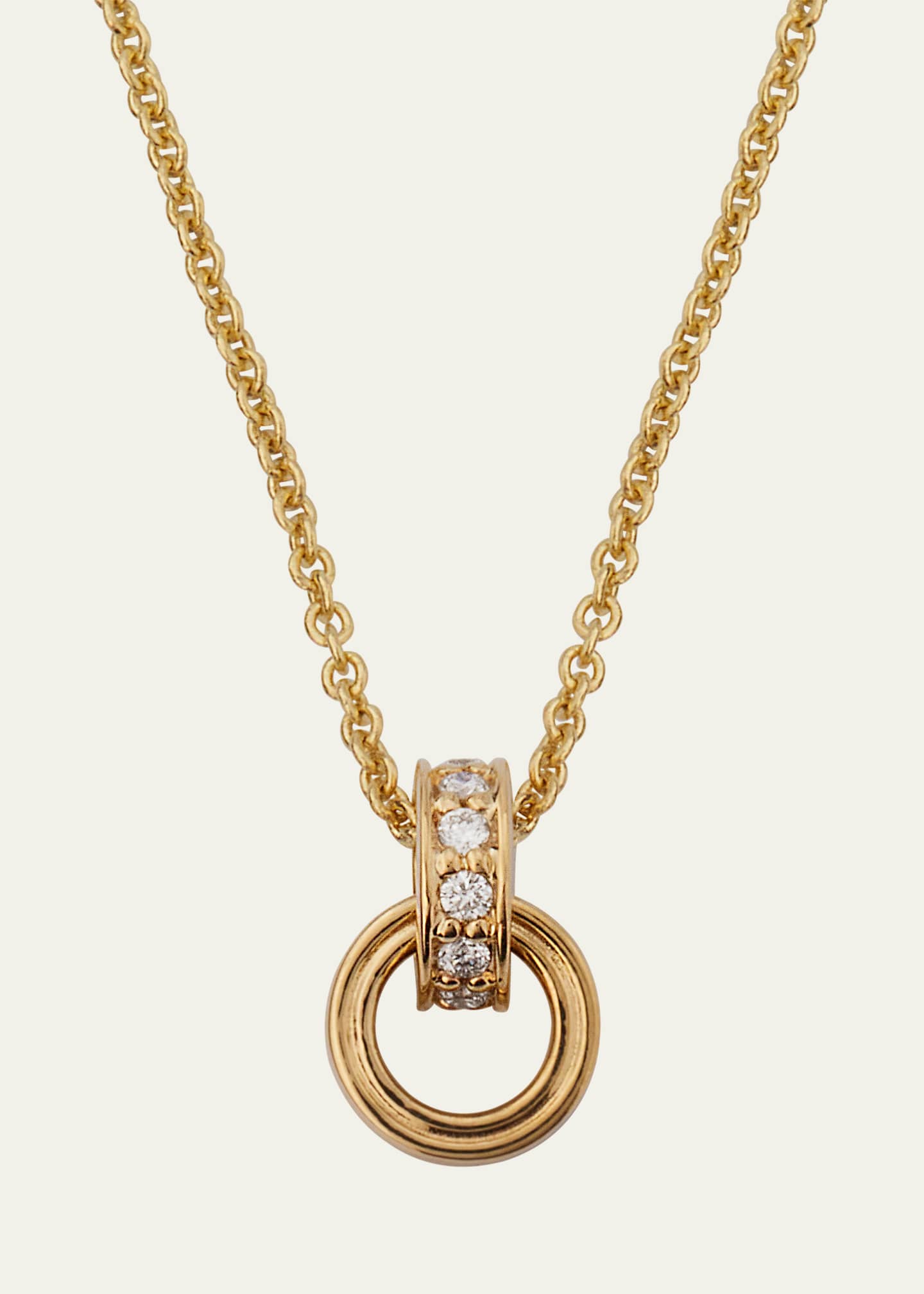 Sydney Evan 14K Yellow Gold Fluted Linked O-Ring Charm with Diamonds Image 1 of 4