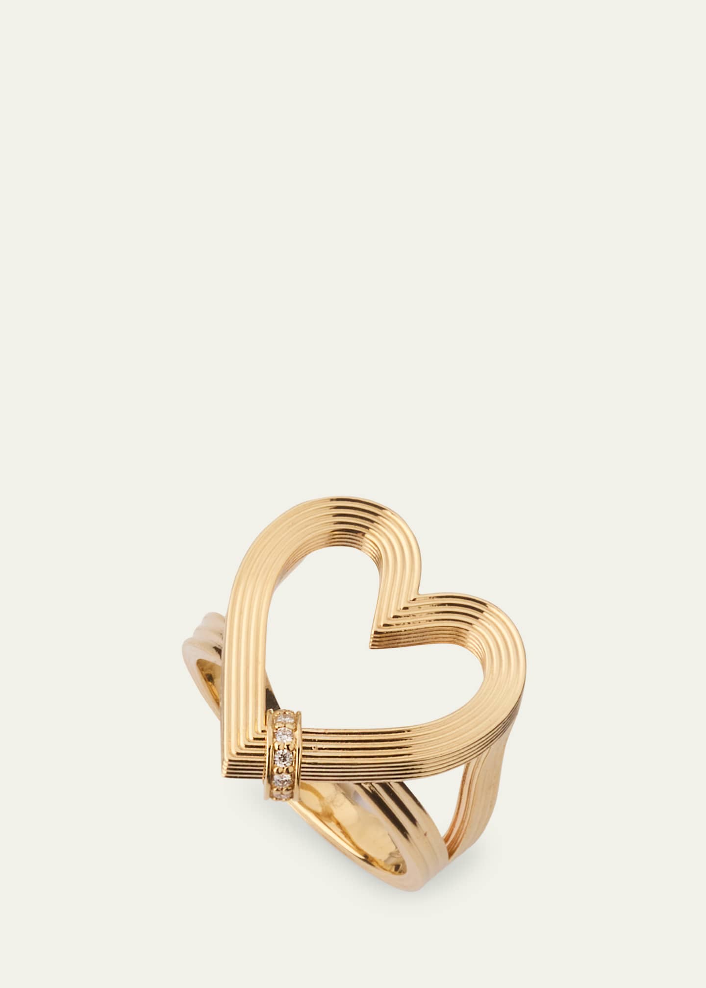 Sydney Evan Fluted Heart Diamond Rondelle Ring Image 2 of 3