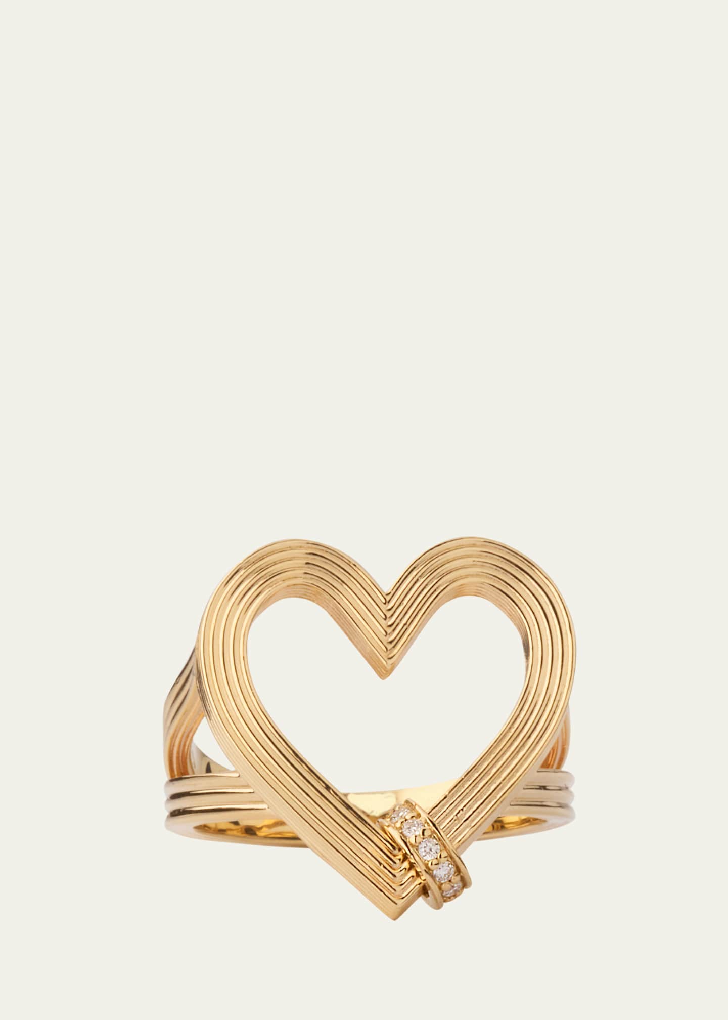 Sydney Evan Fluted Heart Diamond Rondelle Ring Image 1 of 3