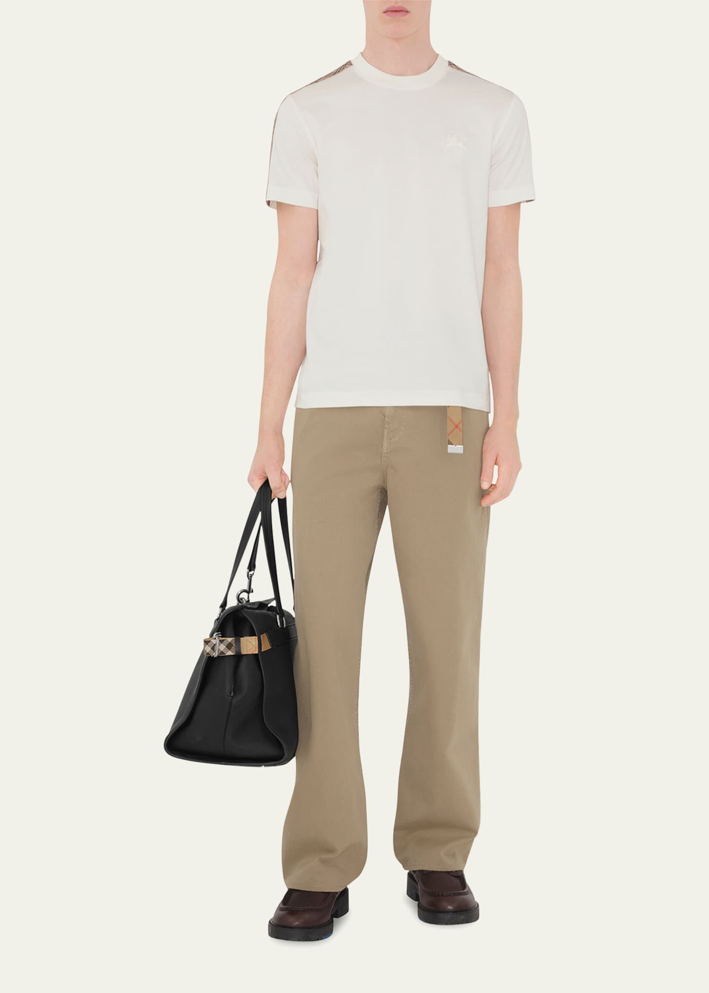 Burberry Men's Check Shoulder-Tape T-Shirt Image 2 of 4
