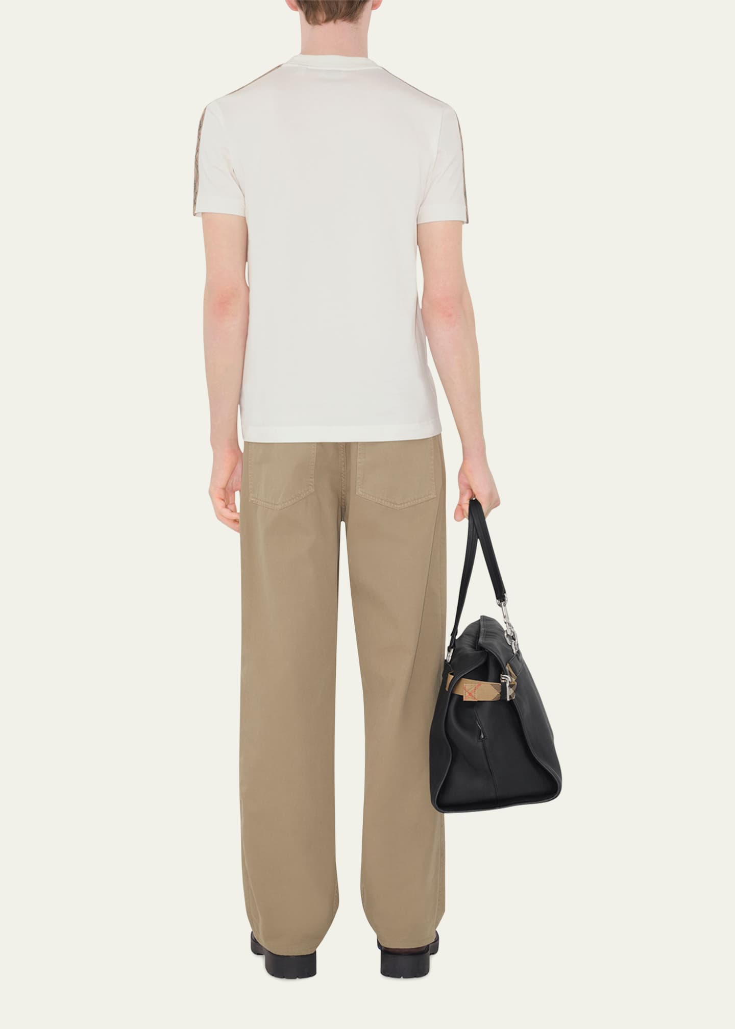 Burberry Men's Check Shoulder-Tape T-Shirt Image 3 of 4