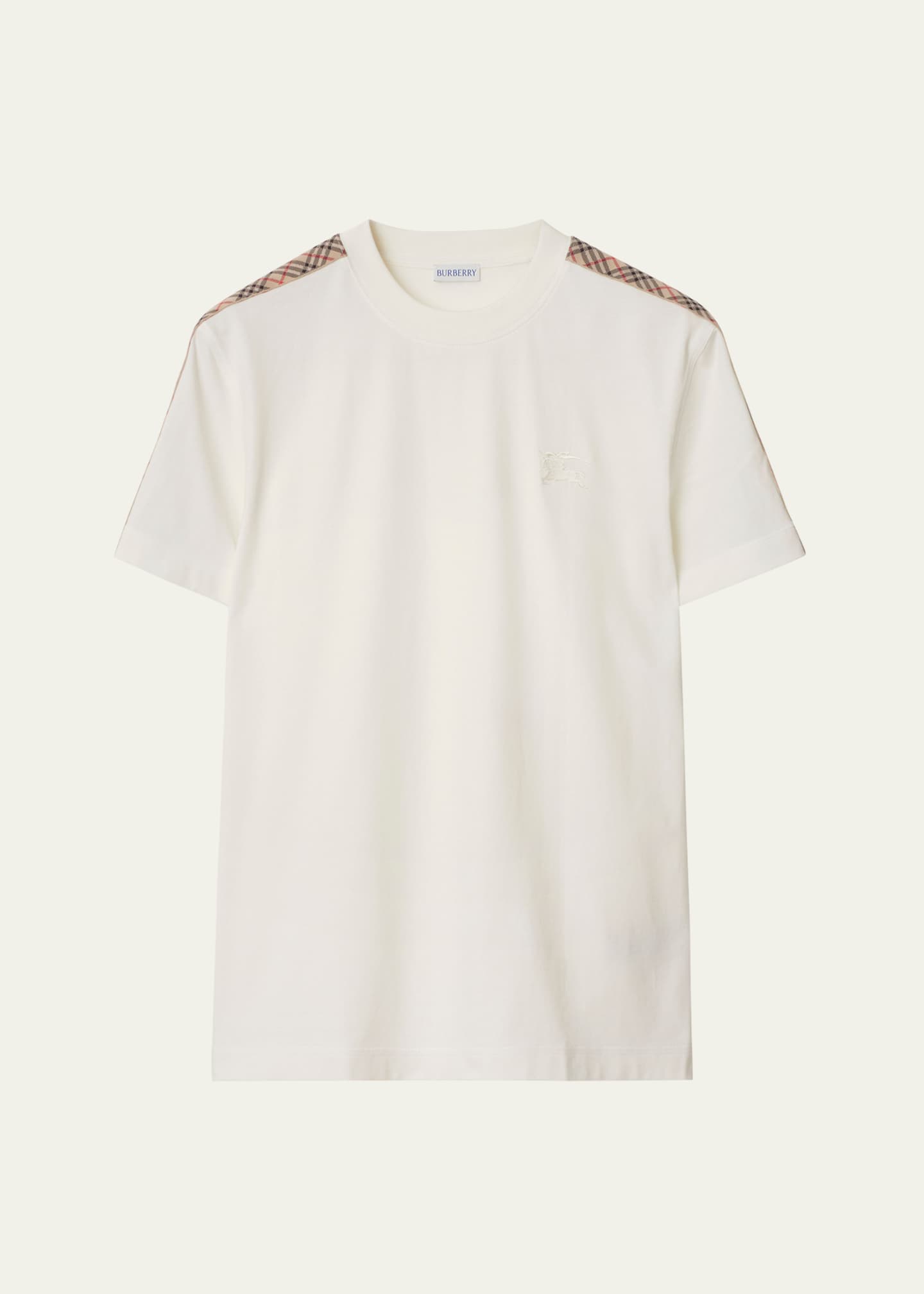 Burberry Men's Check Shoulder-Tape T-Shirt Image 1 of 4