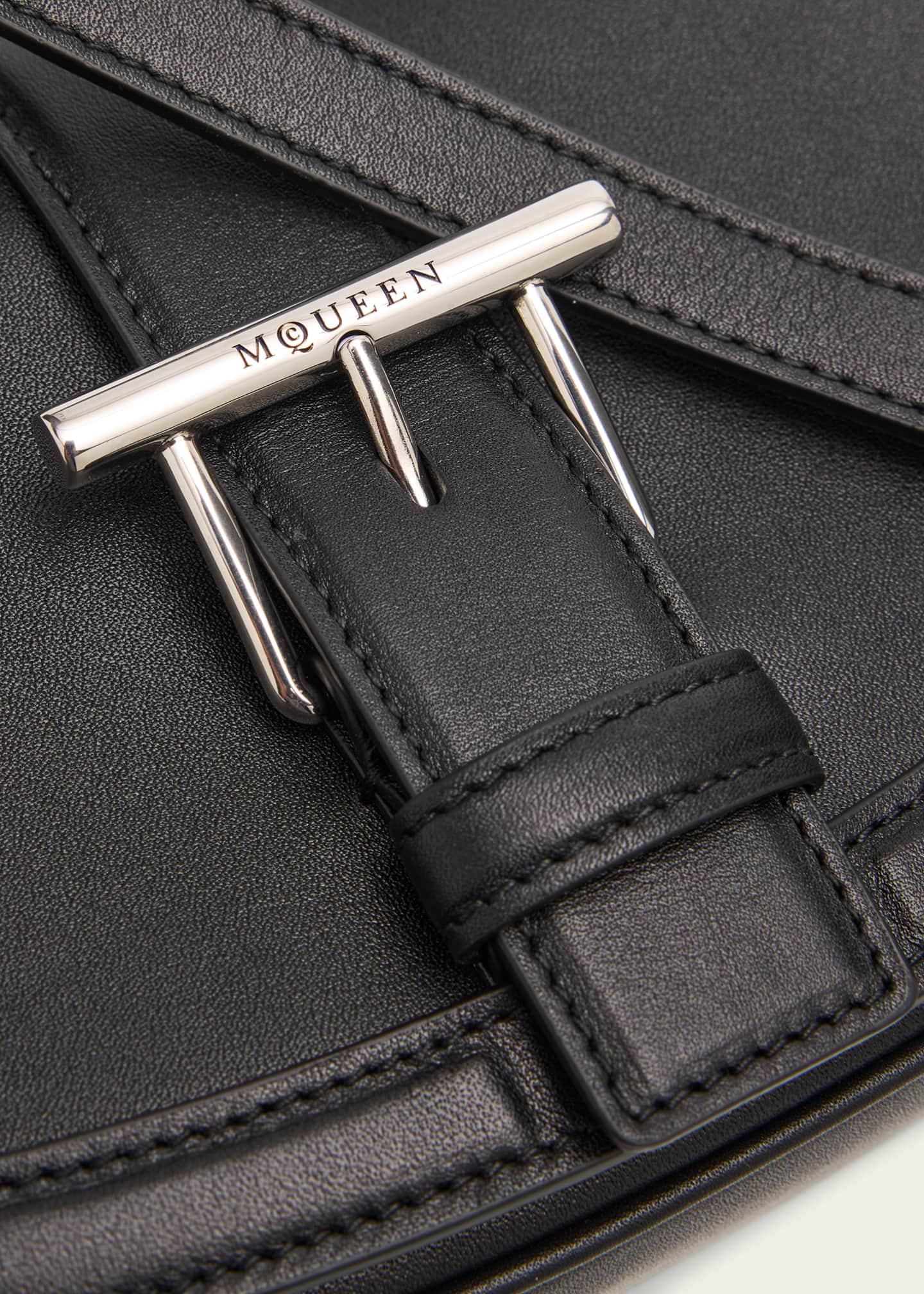 McQueen Mini T Bar Leather Saddle Crossbody Bag Image 6 of 6