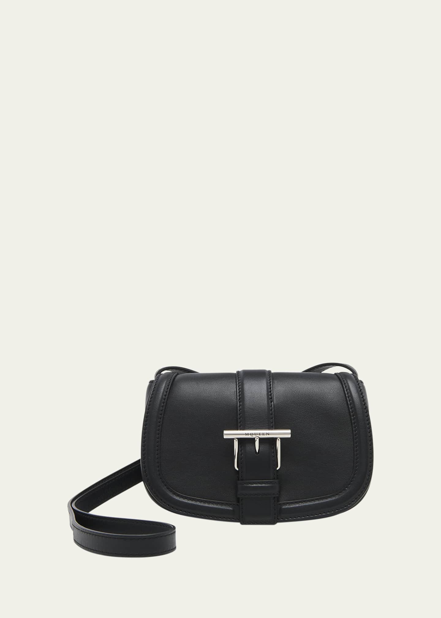 McQueen Mini T Bar Leather Saddle Crossbody Bag Image 1 of 6