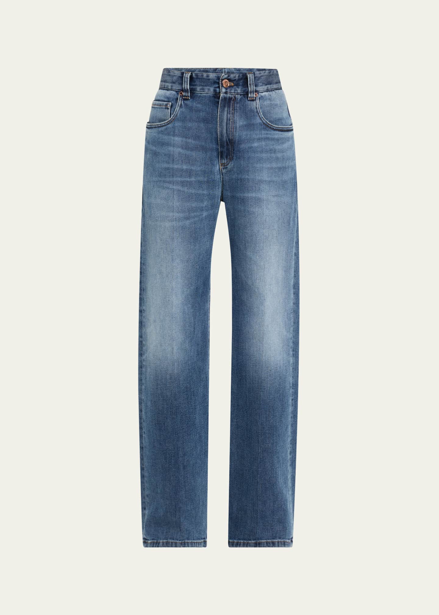 Brunello Cucinelli Soft Denim Loose Stove Pipe Jeans - Bergdorf