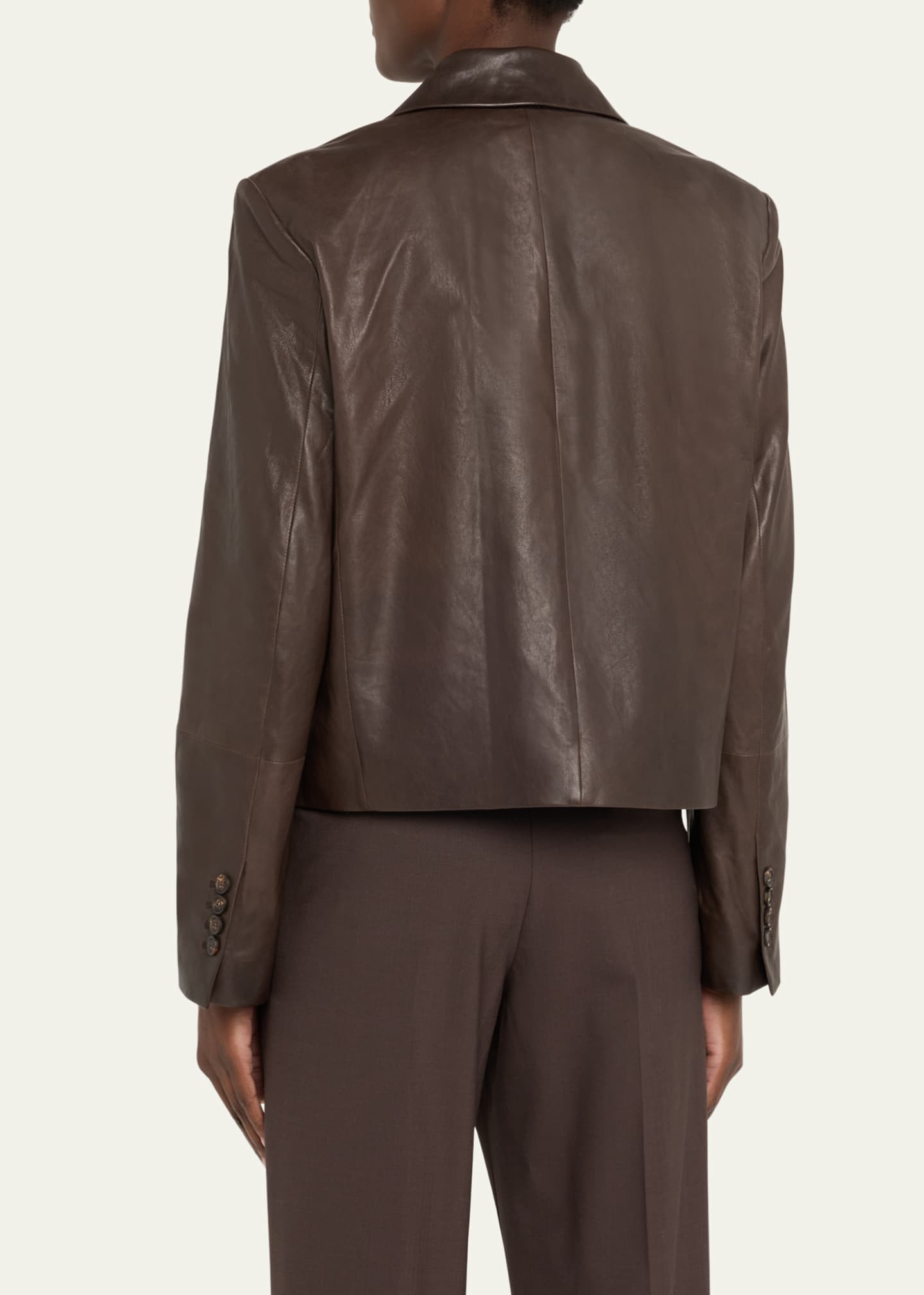 Brunello Cucinelli Vintage Nappa Leather Cropped Blazer Image 3 of 5