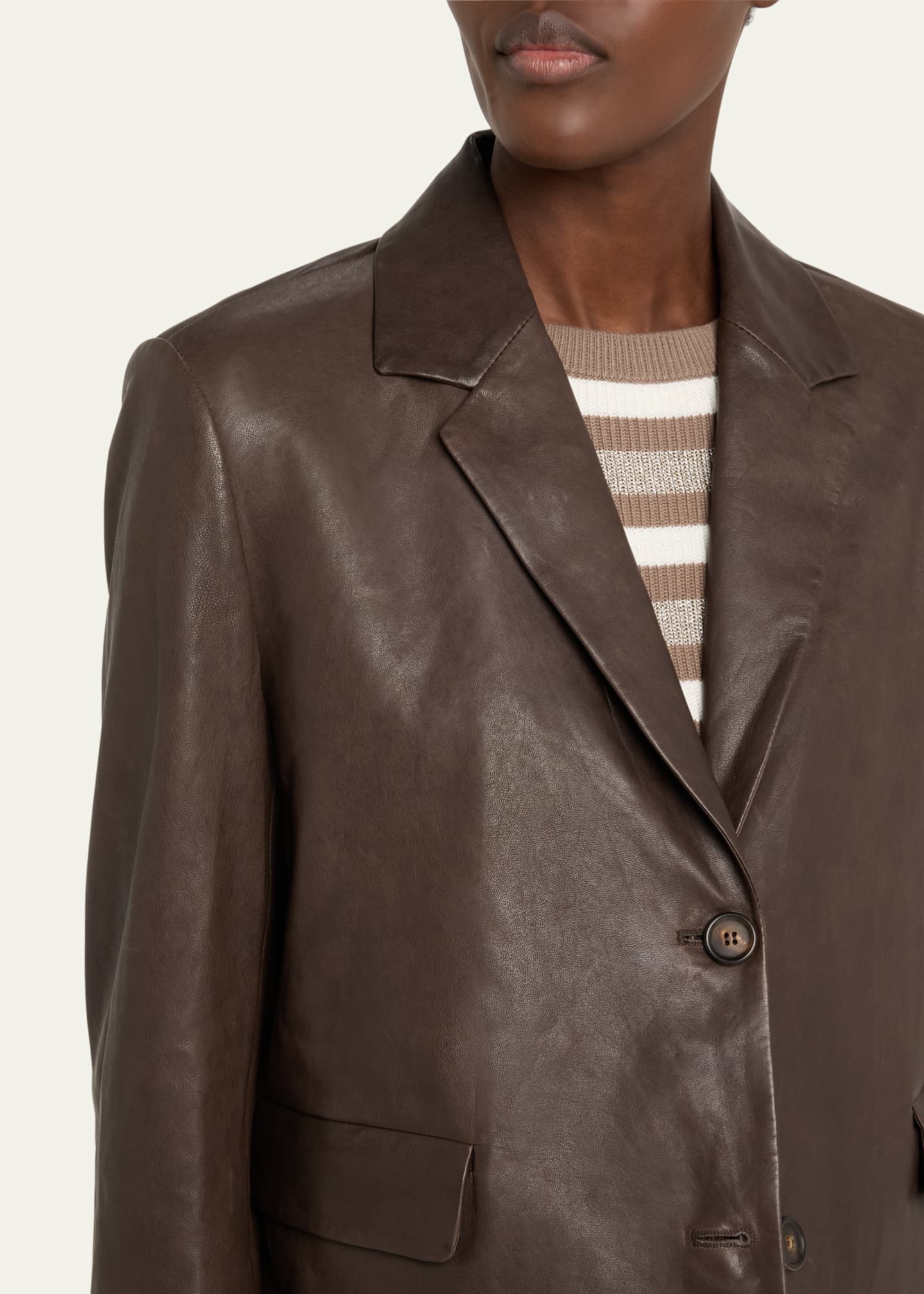 Brunello Cucinelli Vintage Nappa Leather Cropped Blazer Image 5 of 5