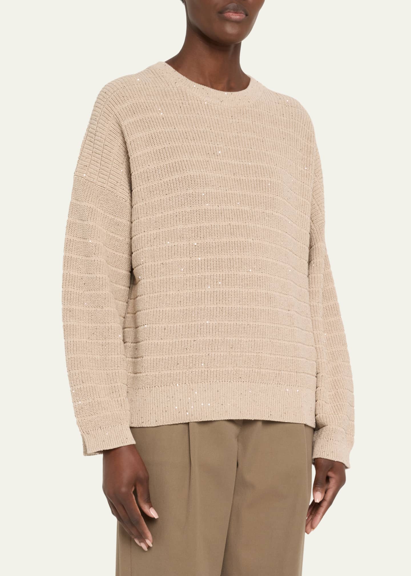 Brunello Cucinelli Sequined English Rib Sweater Image 4 of 5