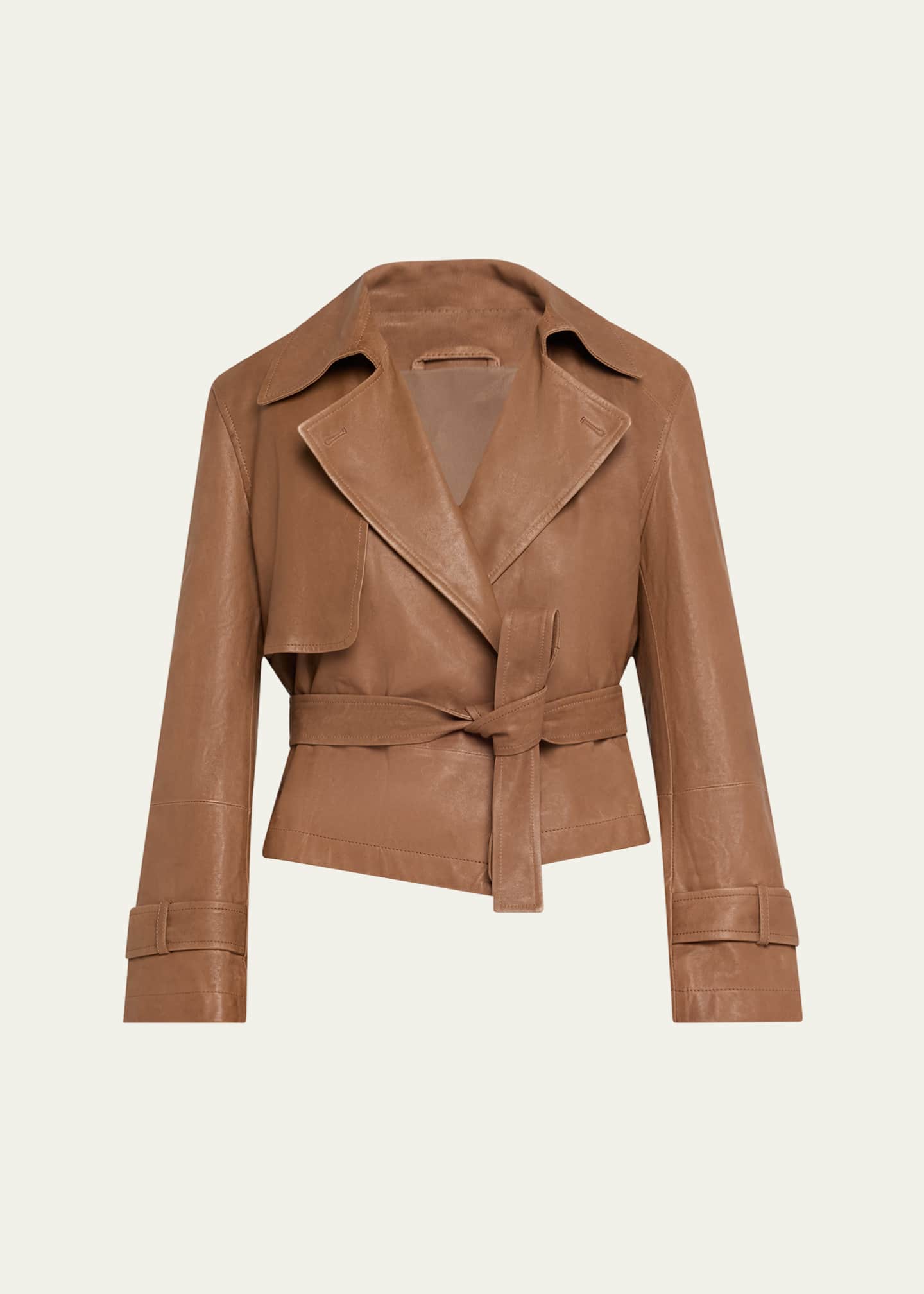 Brunello Cucinelli Vintage Napa Leather Cropped Trench Image 1 of 5