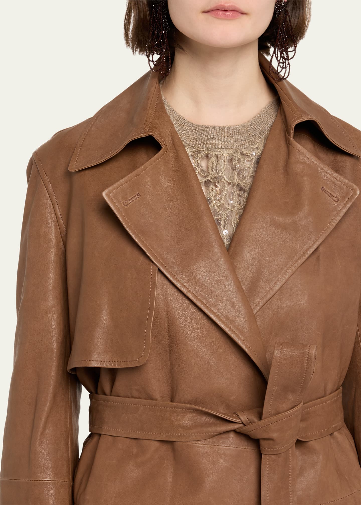 Brunello Cucinelli Vintage Napa Leather Cropped Trench Image 5 of 5