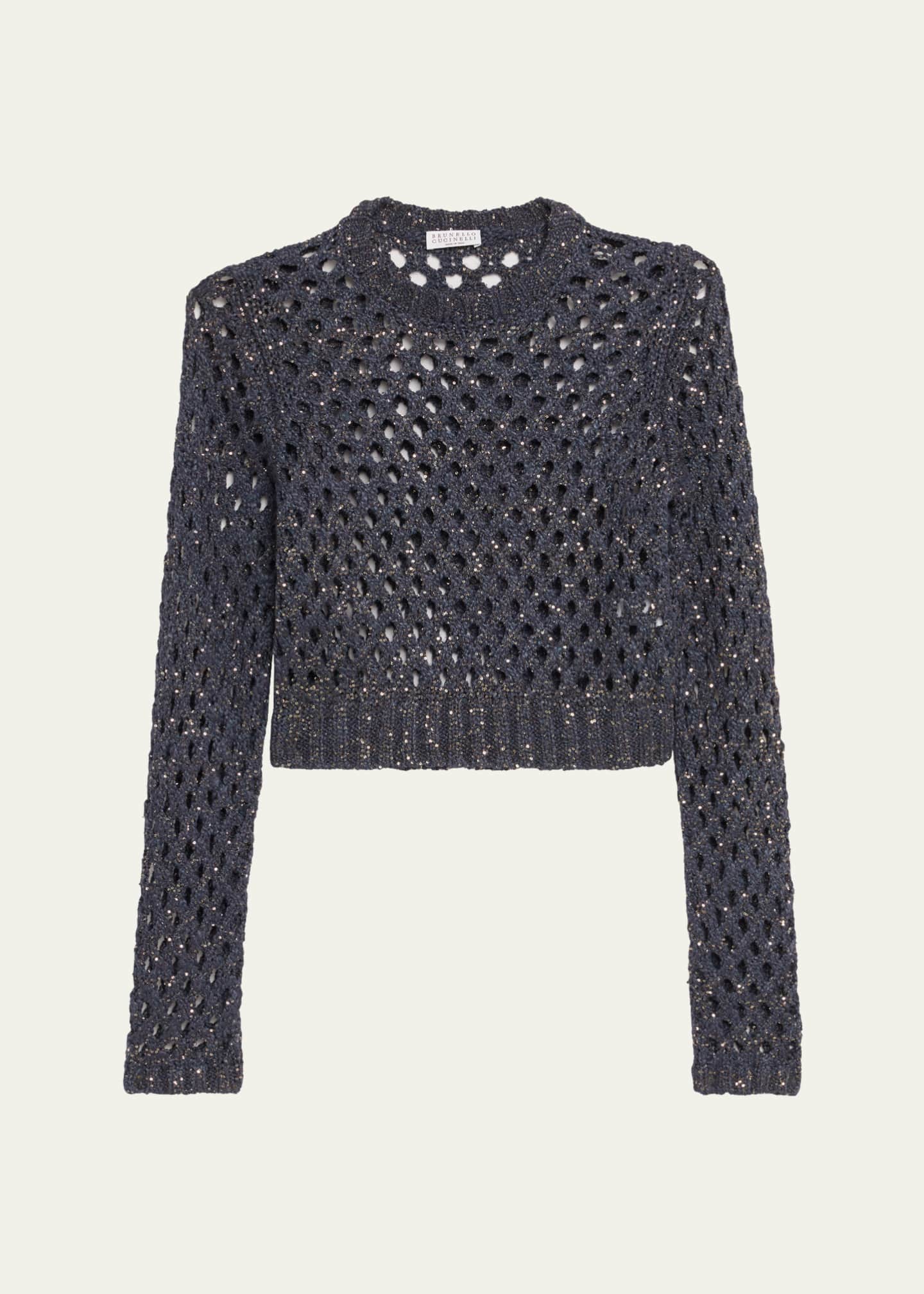 Brunello Cucinelli Sparkling Silk-Linen Crewneck Sweater