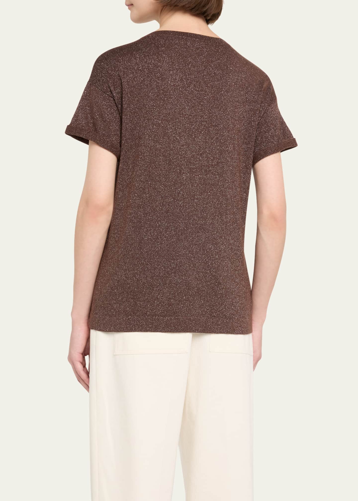 Brunello Cucinelli Short Sleeve Lurex Cashmere Shirt Image 3 of 5