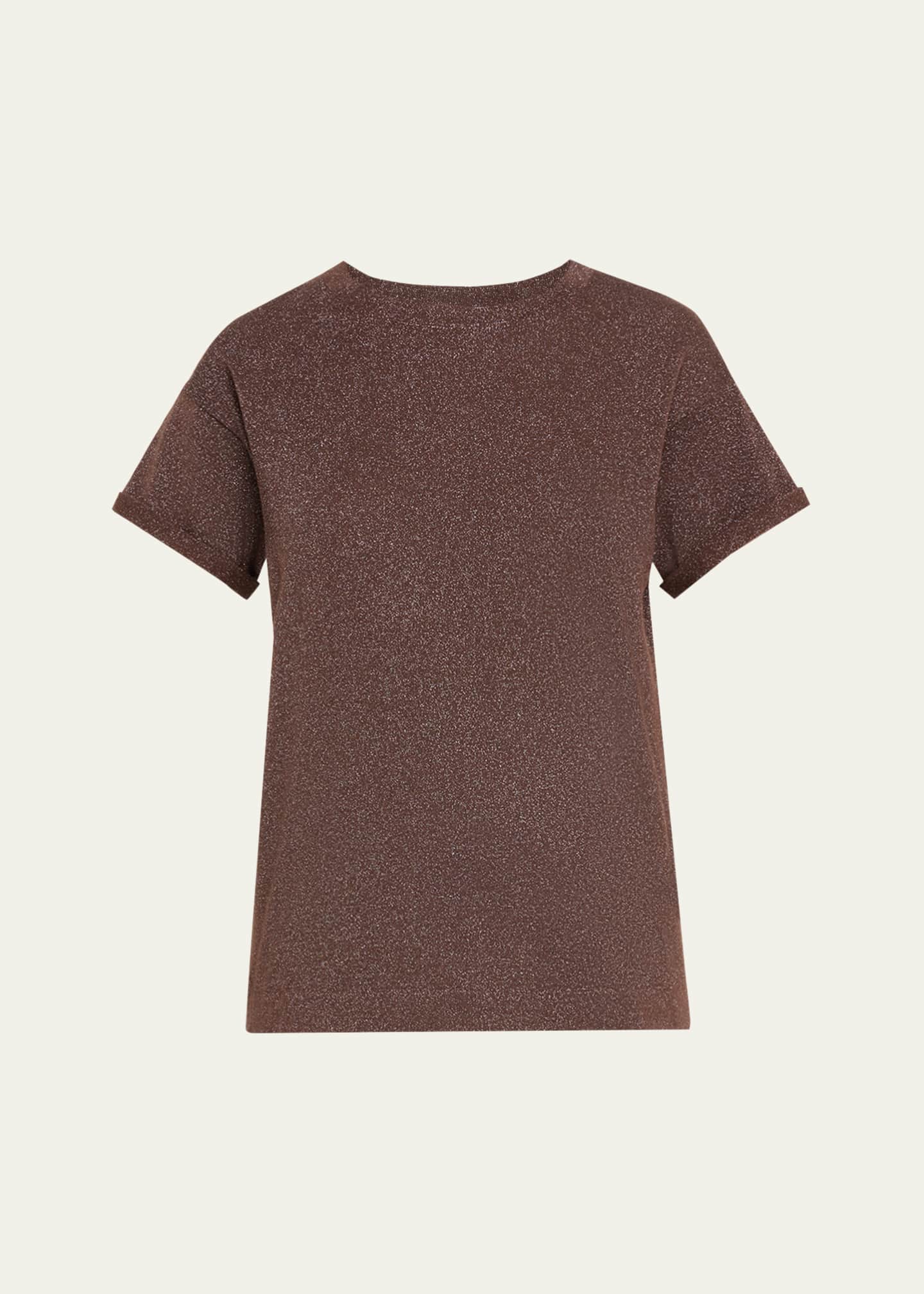 Brunello Cucinelli Short Sleeve Lurex Cashmere Shirt Image 1 of 5