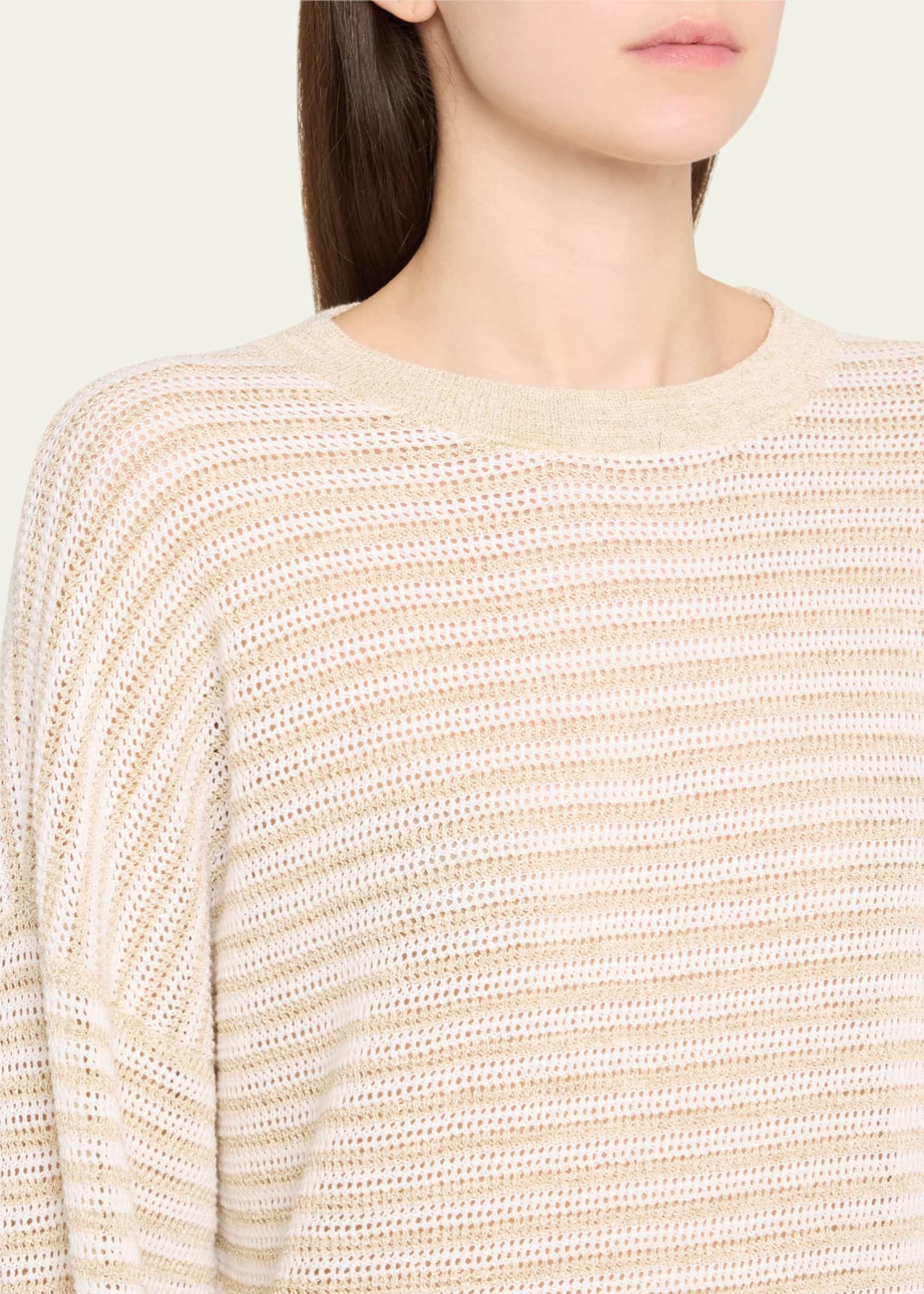 Brunello Cucinelli Lurex Summer Stripe Linen Sweater Image 5 of 5