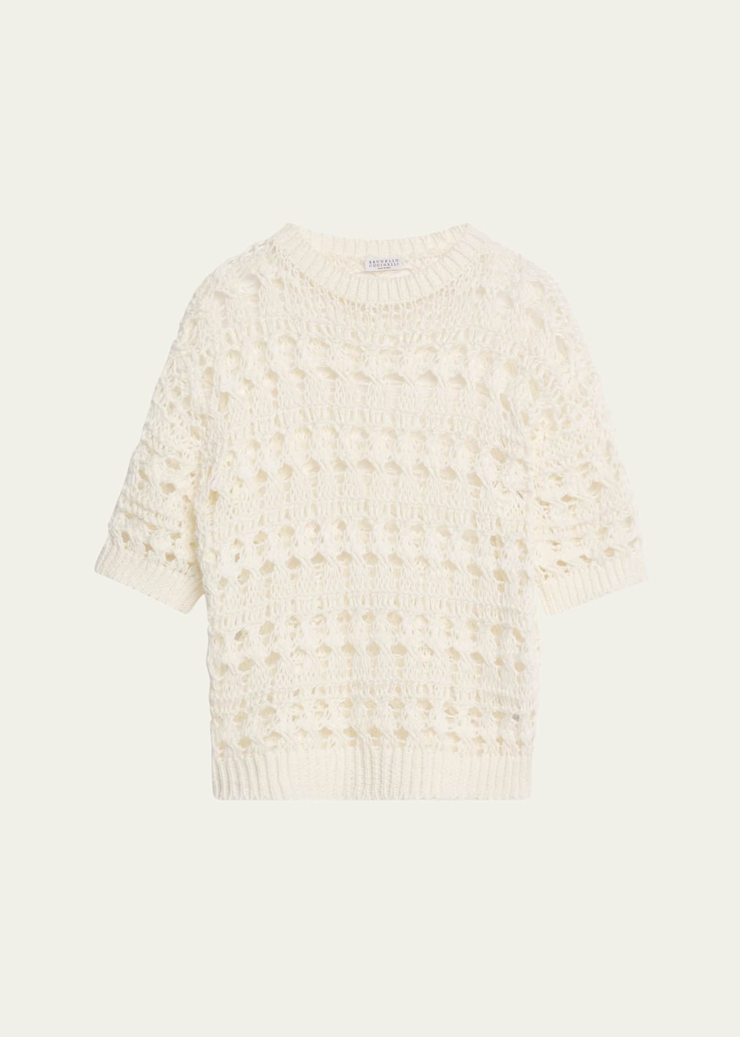 Brunello Cucinelli Openwork Knit Cotton Jute Top Image 1 of 5