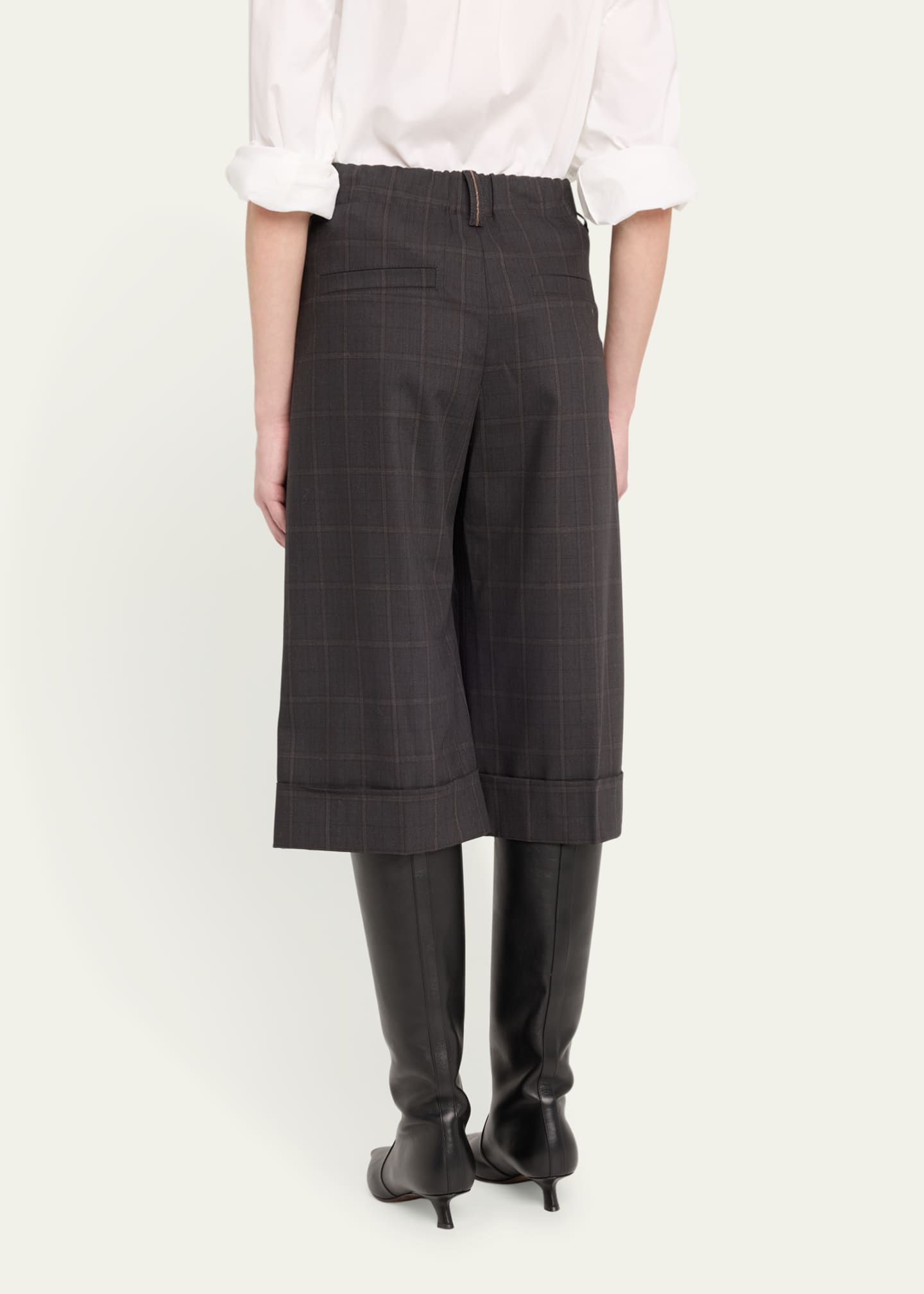 Brunello Cucinelli Windowpane Bermuda Pleated Wool Shorts Image 3 of 5