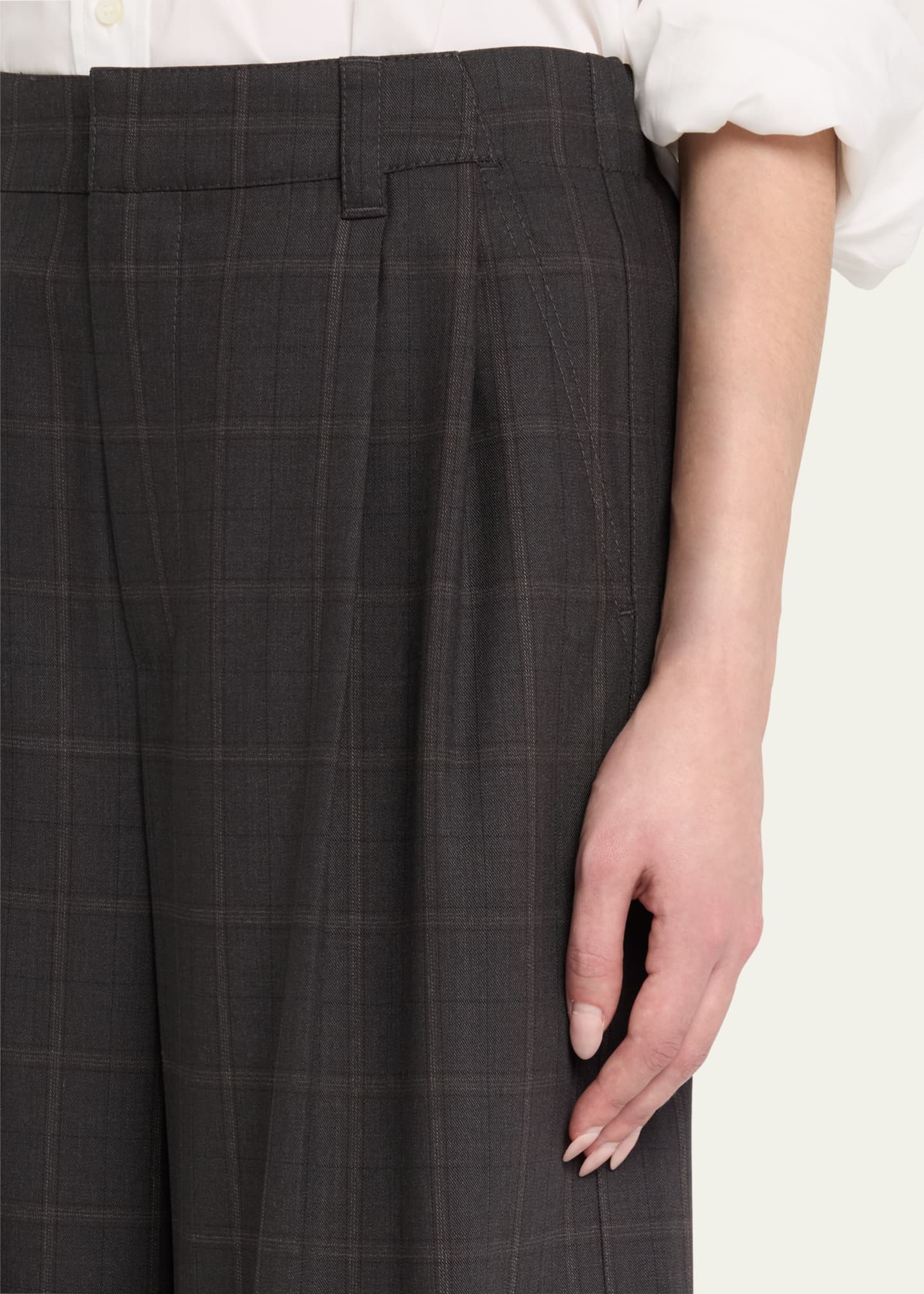 Brunello Cucinelli Windowpane Bermuda Pleated Wool Shorts Image 5 of 5