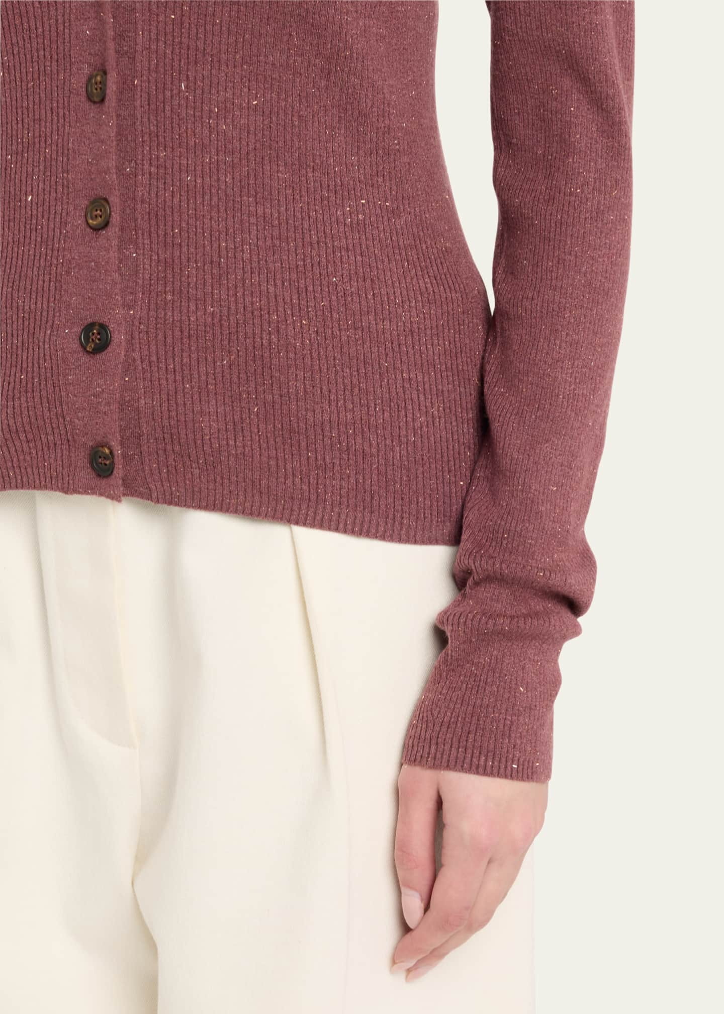 Brunello Cucinelli Stretch Lurex Ribbed Cashmere Cardigan Image 5 of 5