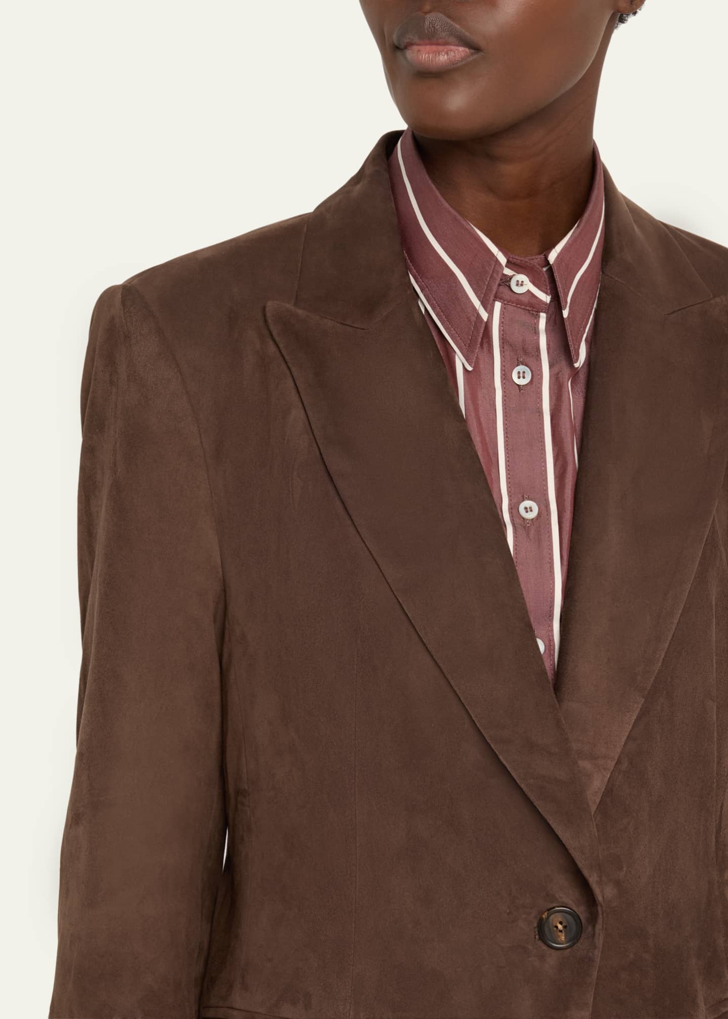 Brunello Cucinelli Suede Single-Breasted Blazer Jacket Image 5 of 5