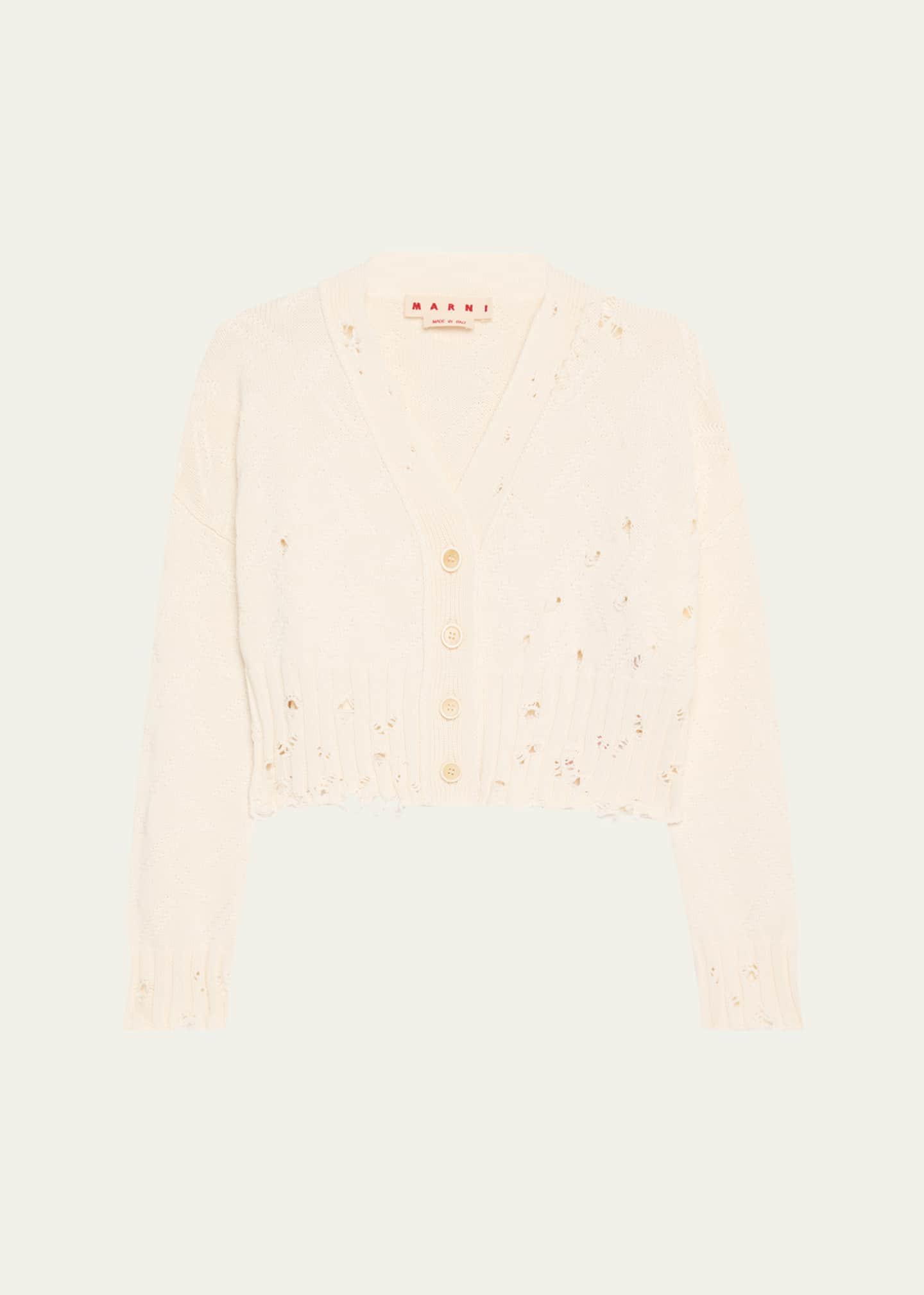 Marni Distressed Cotton Knit Cardigan Image 1 of 5