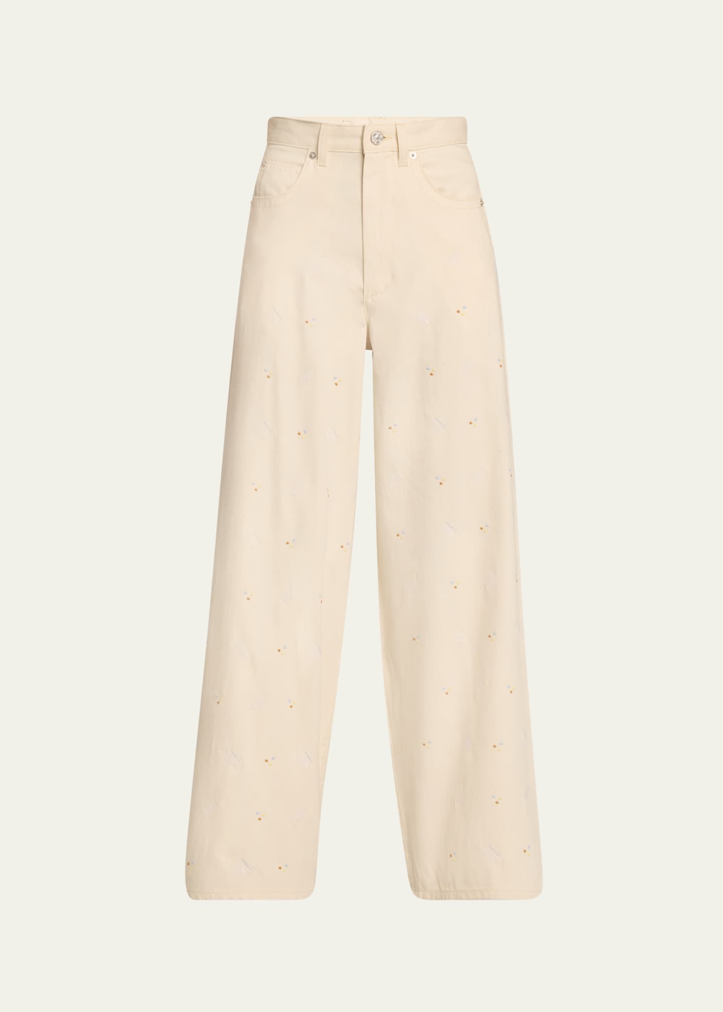 Embroidered Classic Wide Leg Pants