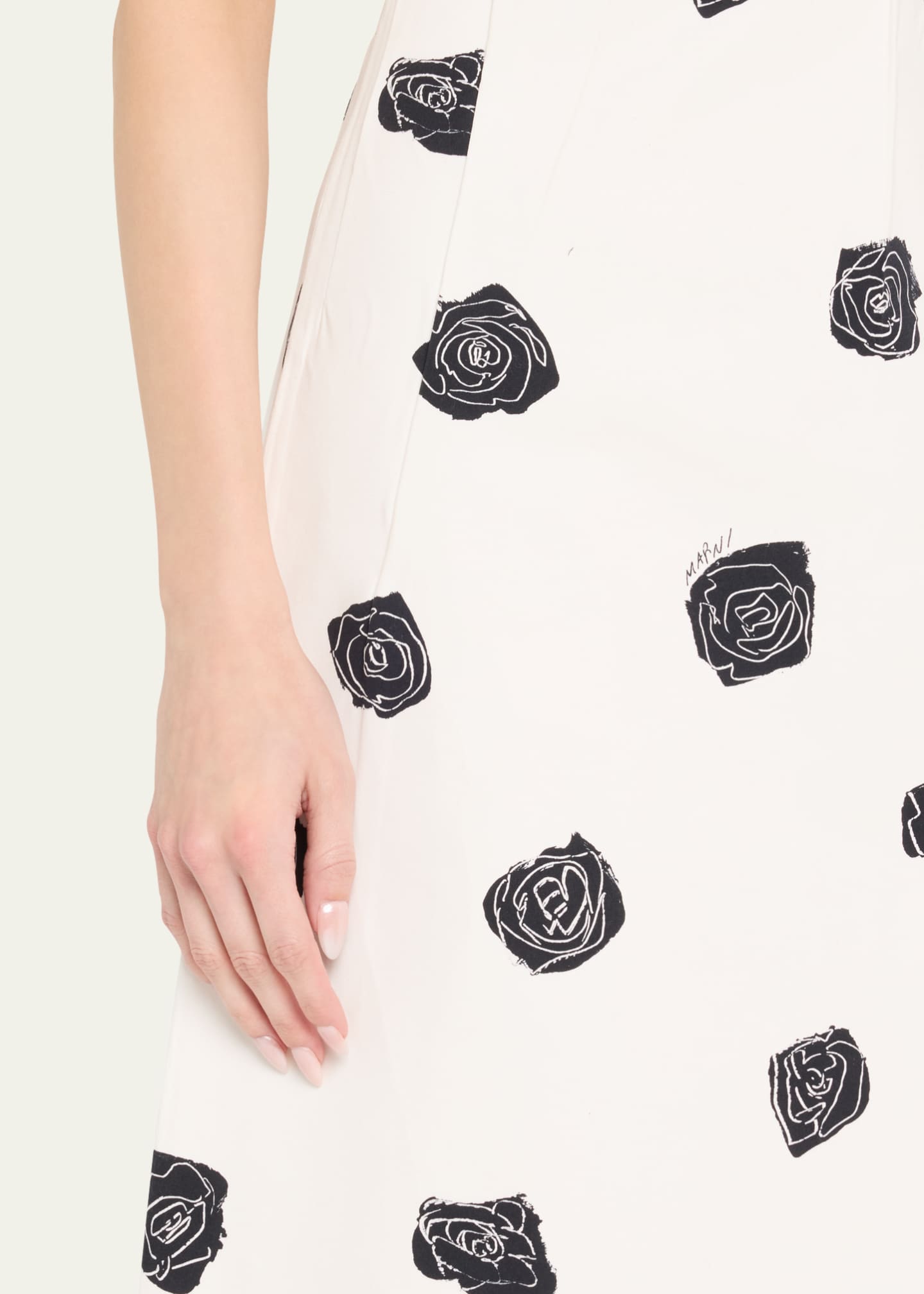 Marni Rose-Print Sleeveless Button-Back Ankle Dress Image 5 of 5