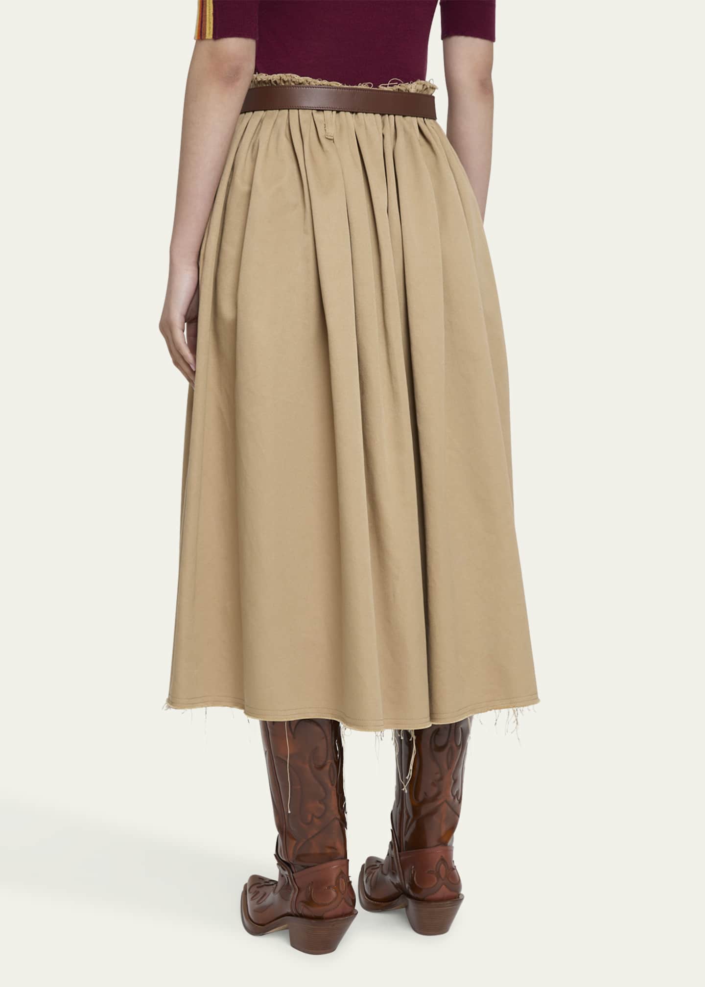Gabriela Hearst Chiara Frayed Poplin Midi Skirt Image 3 of 5