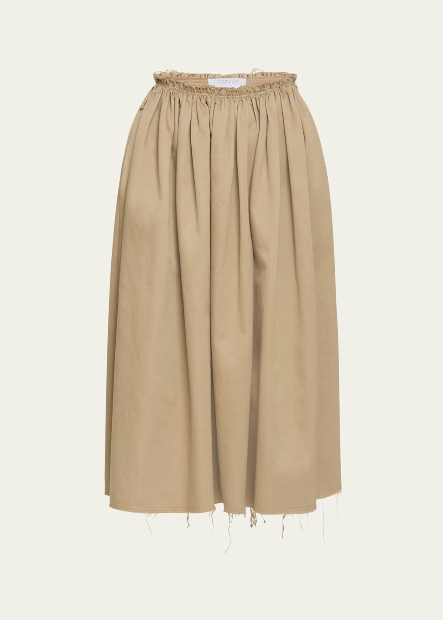 Gabriela Hearst Chiara Frayed Poplin Midi Skirt Image 1 of 5