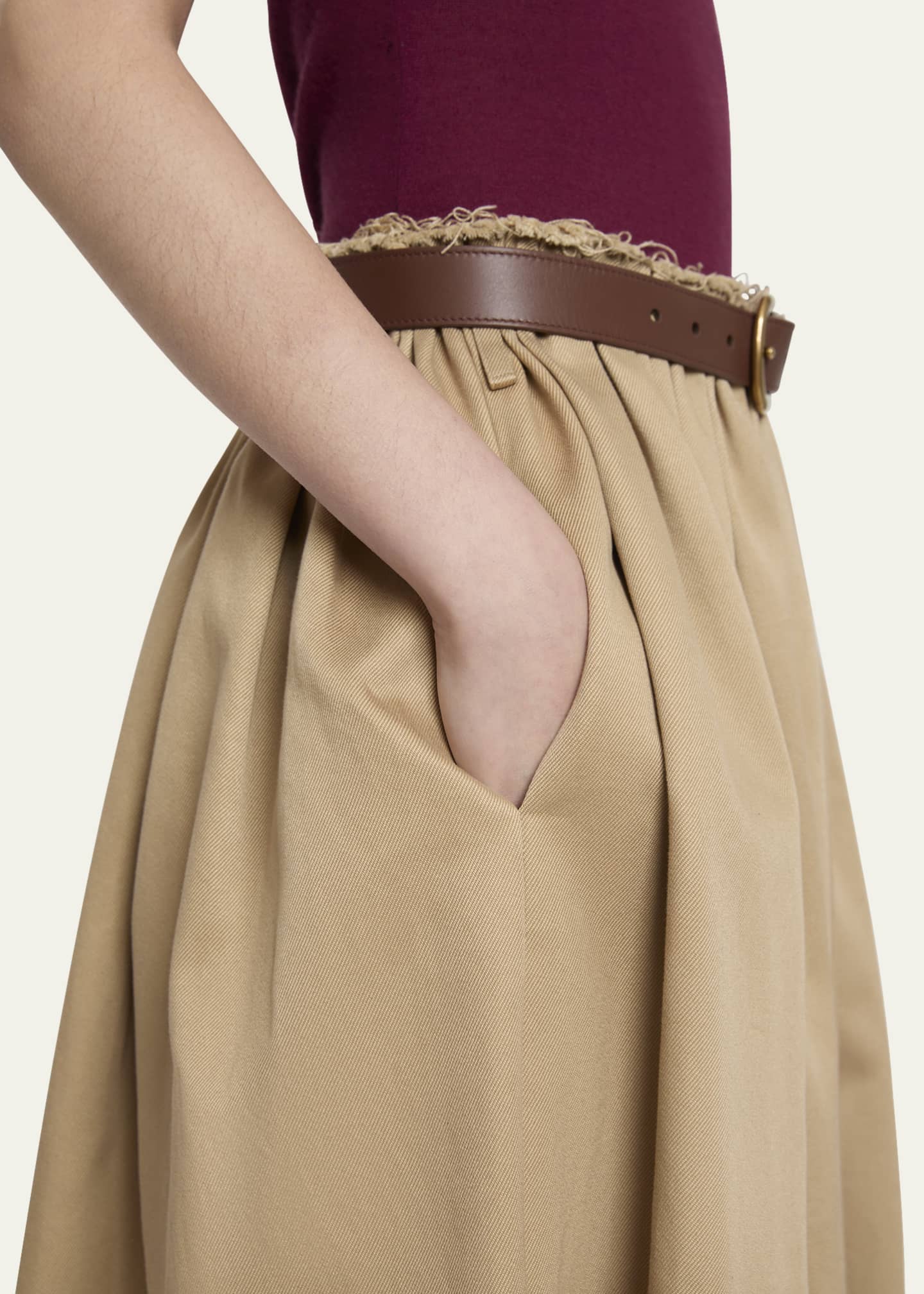 Gabriela Hearst Chiara Frayed Poplin Midi Skirt Image 5 of 5