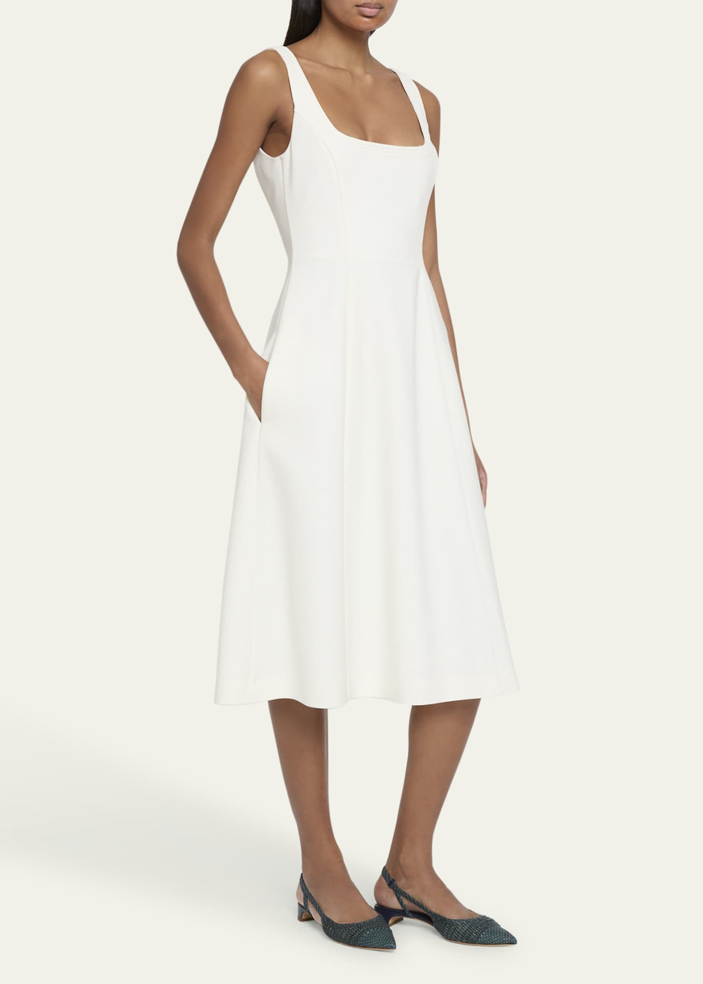 Gabriela Hearst Adaline Seamed Wool Midi Dress Image 4 of 5