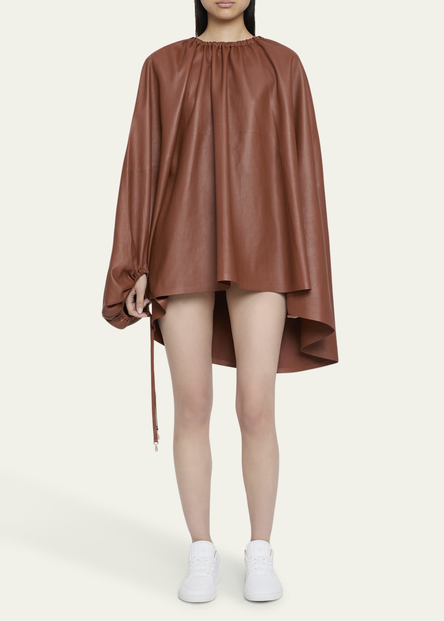 Gabriela Hearst Wilmer Asymmetric Leather Cape Top Image 2 of 5