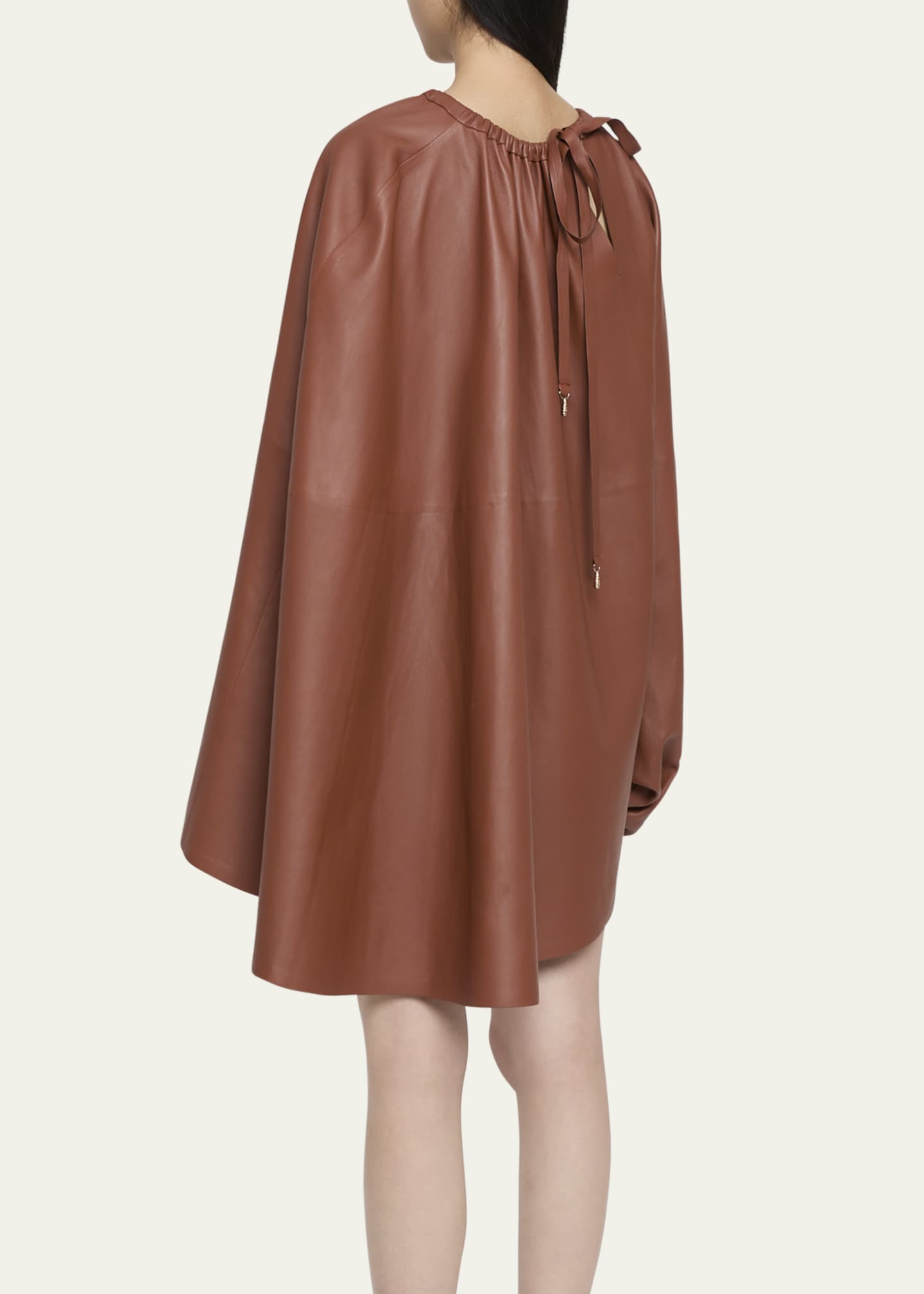 Gabriela Hearst Wilmer Asymmetric Leather Cape Top Image 3 of 5