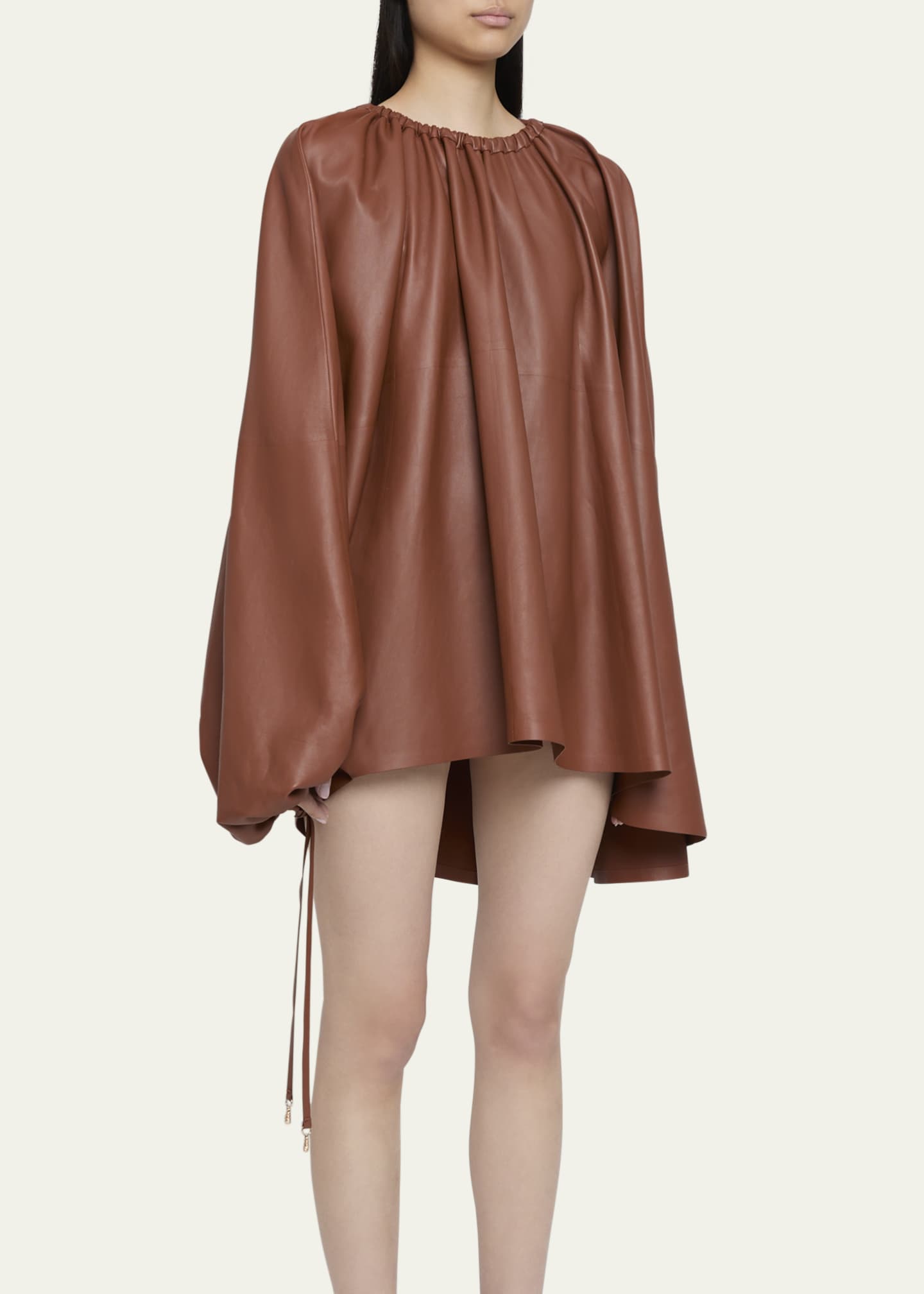 Gabriela Hearst Wilmer Asymmetric Leather Cape Top Image 4 of 5