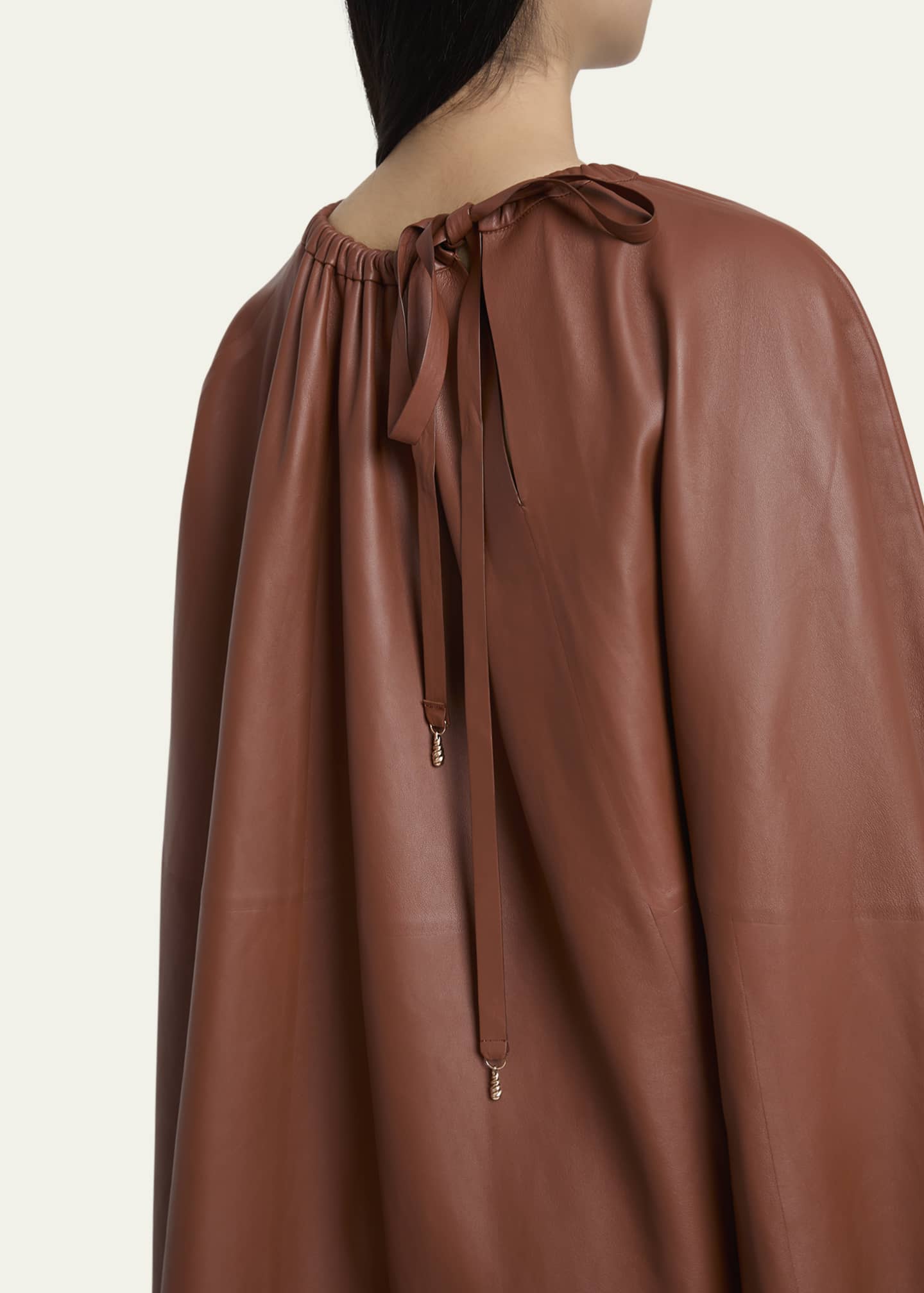 Gabriela Hearst Wilmer Asymmetric Leather Cape Top Image 5 of 5