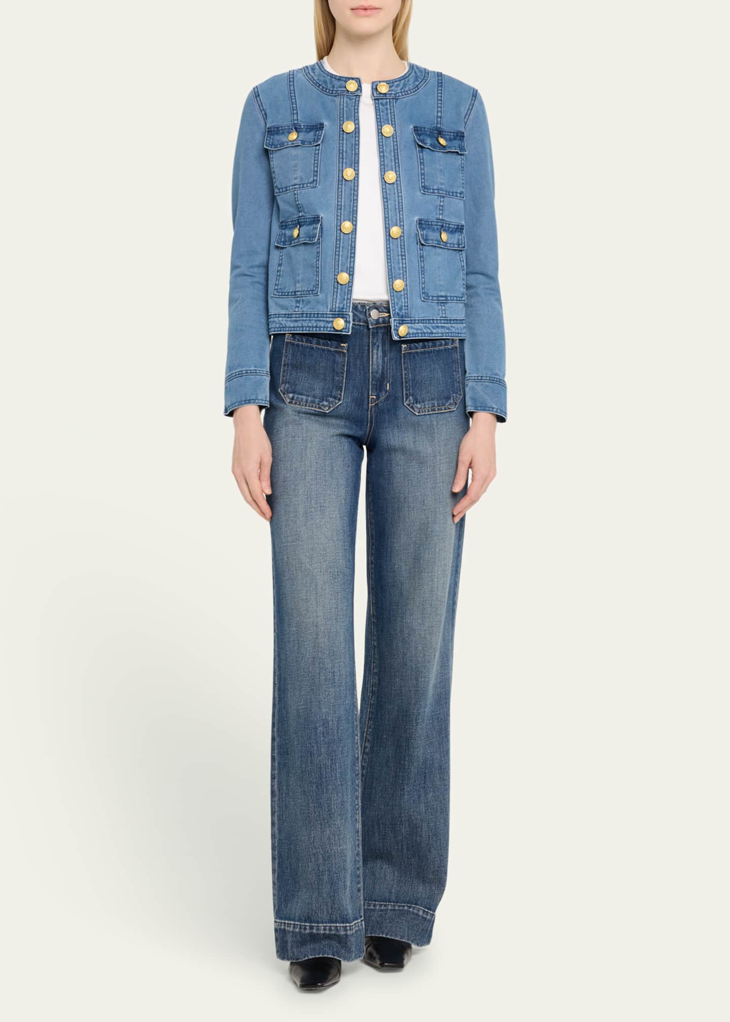 L'Agence Yari Collarless Denim Jacket Image 2 of 5