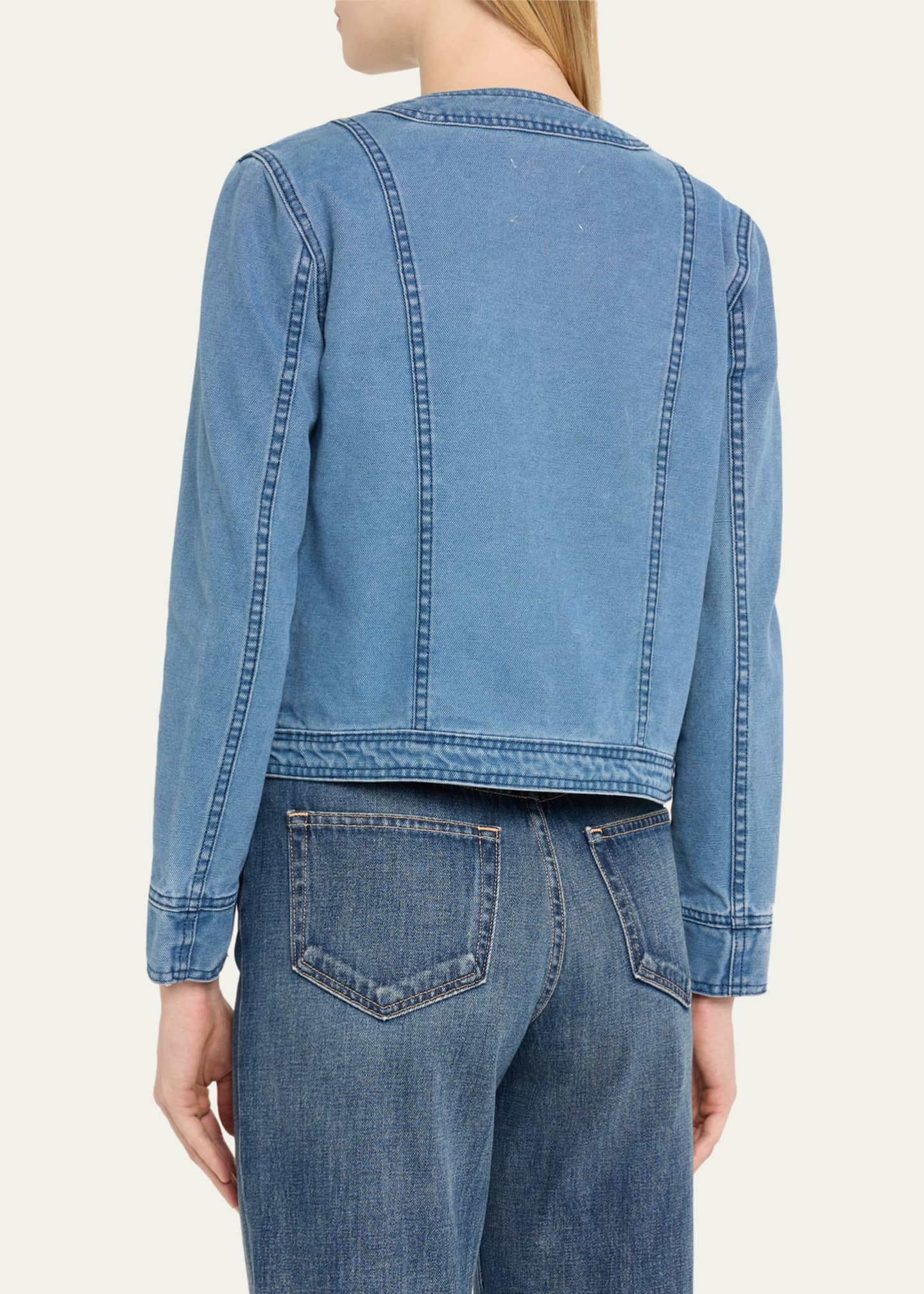 L'Agence Yari Collarless Denim Jacket Image 3 of 5