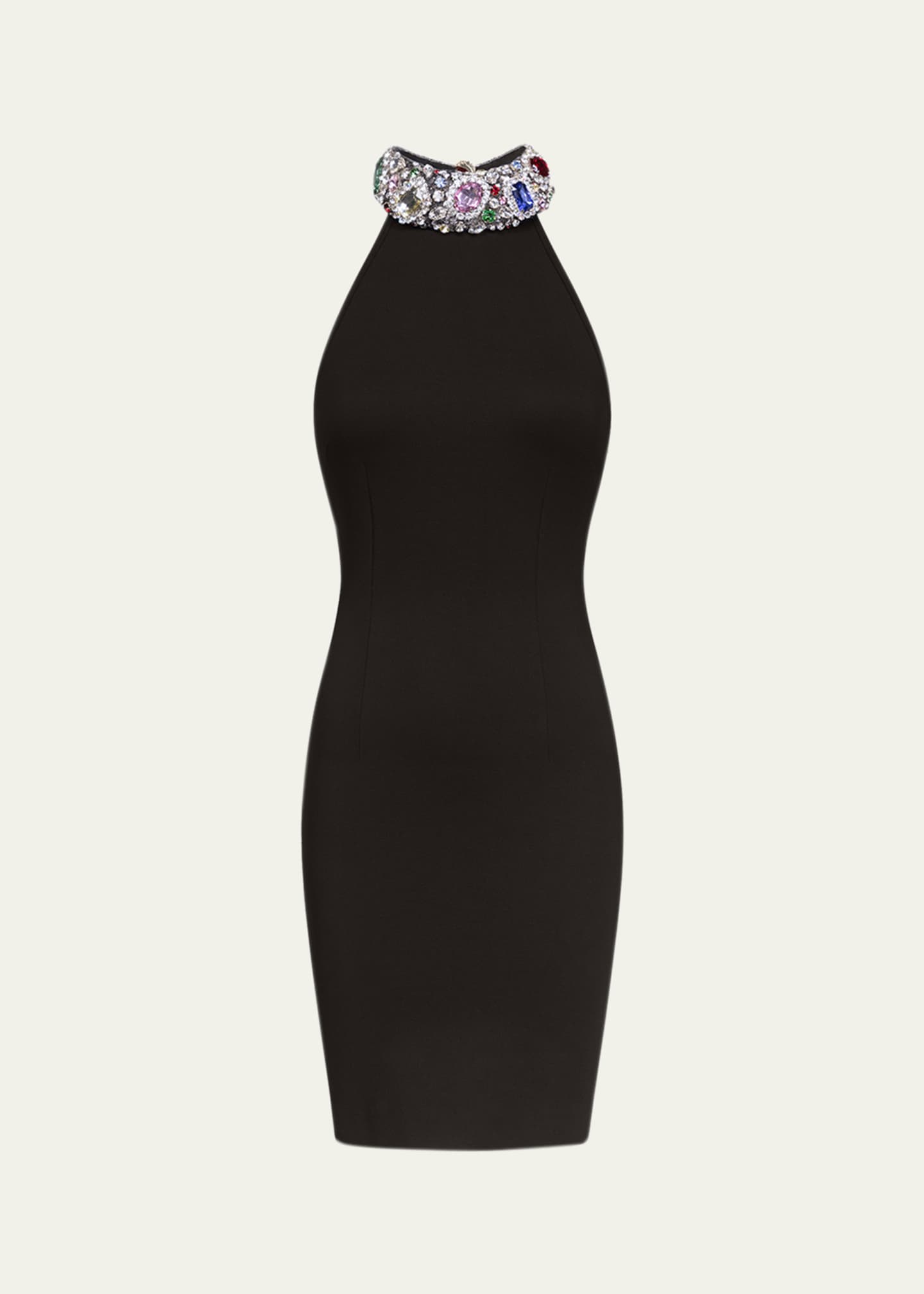 Crystal Gemstone Halter Mini Dress - Image 1