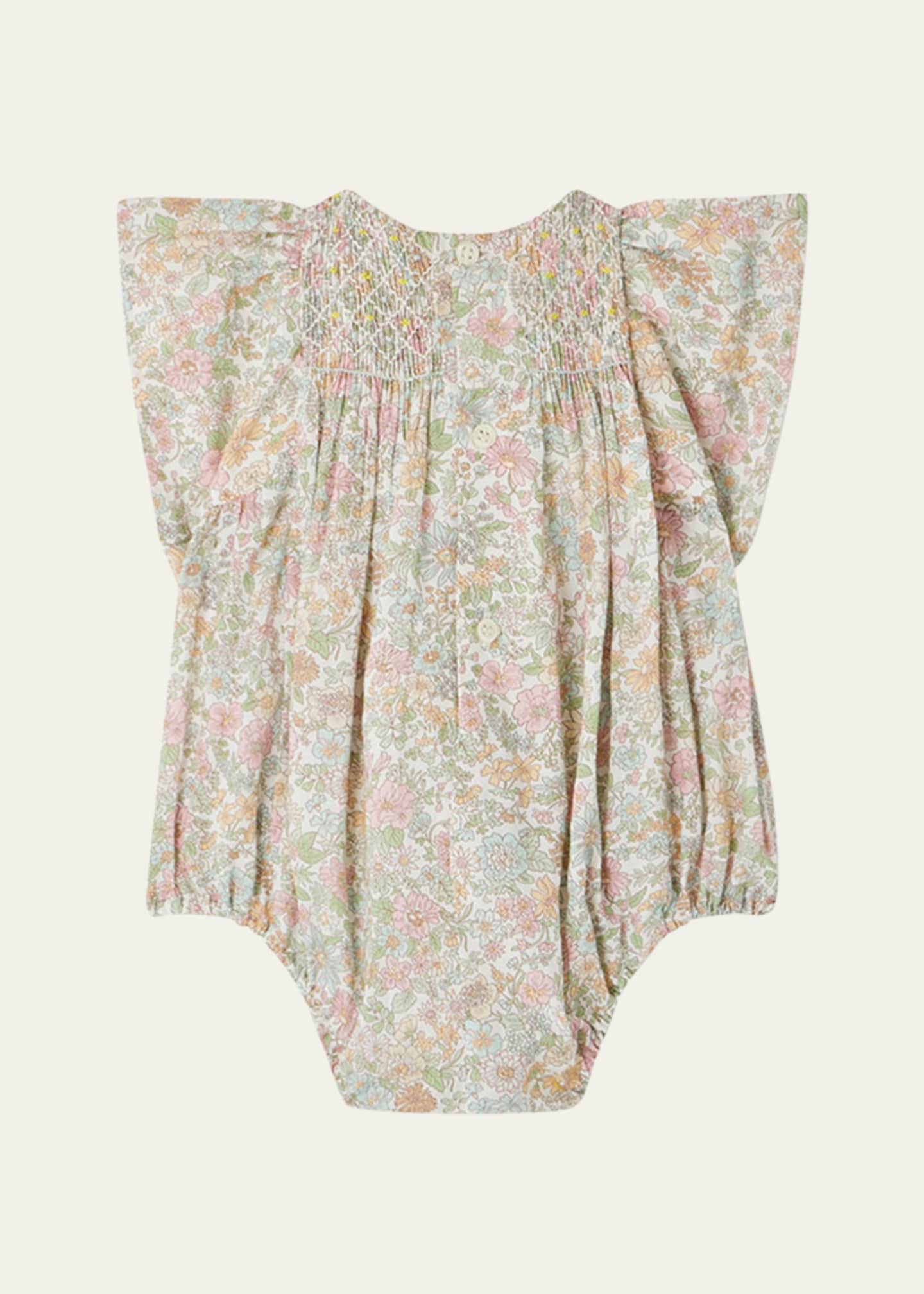 Bonpoint Girl's Floral Cotton Romper, Size 3M-18M Image 2 of 3