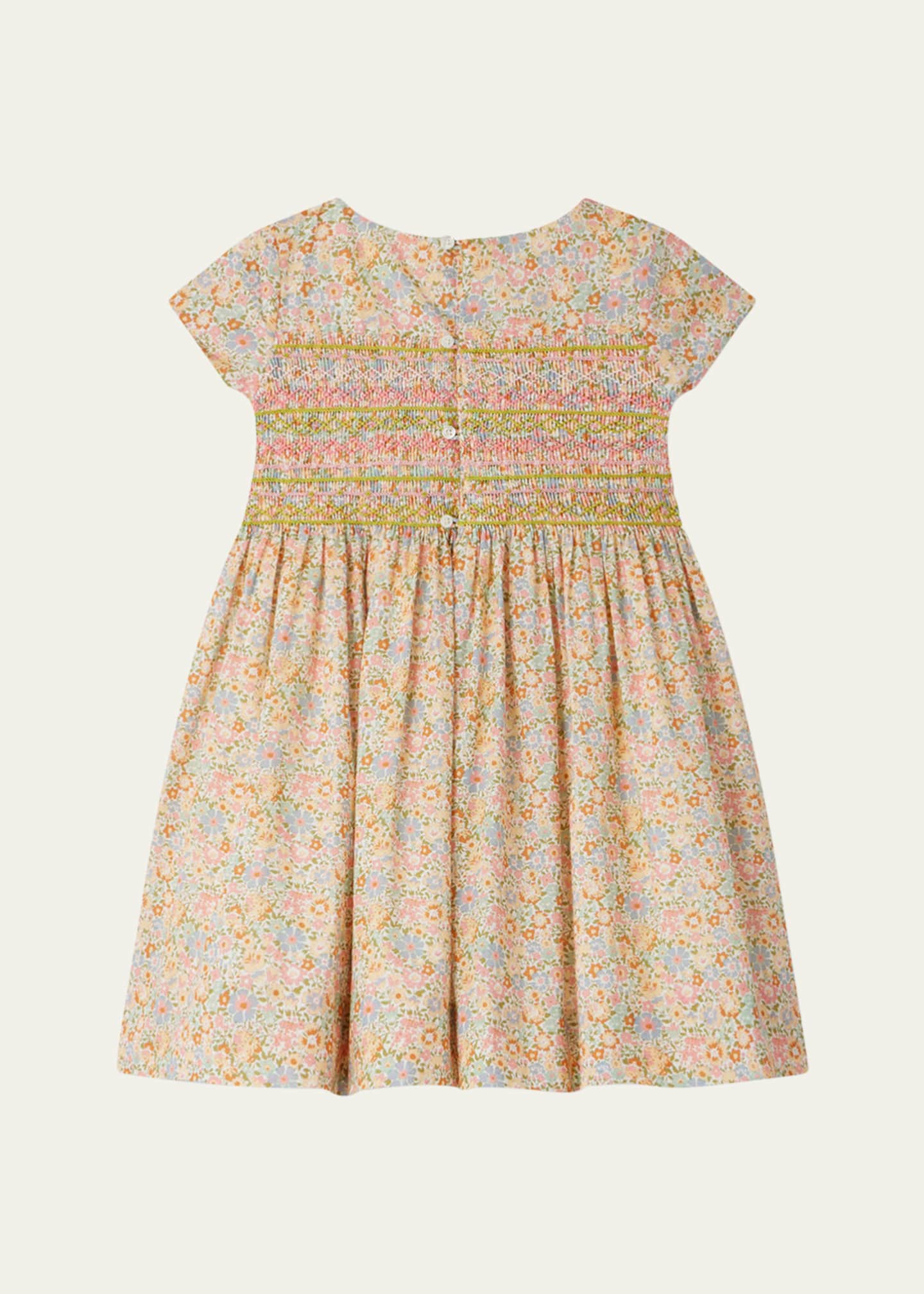 Bonpoint Girl's Duchesse Floral-Print Smocked Dress, Size 4-12 Image 2 of 3