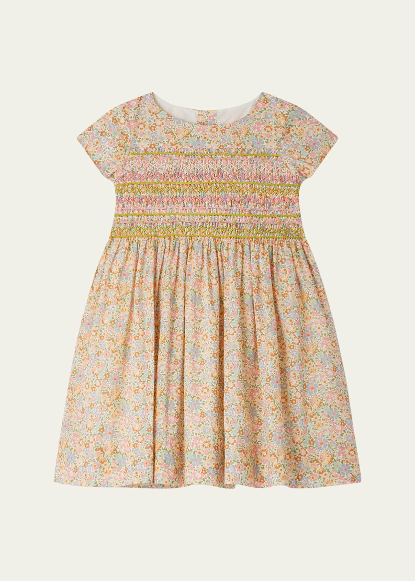 Bonpoint Girl's Duchesse Floral-Print Smocked Dress, Size 4-12 Image 1 of 3