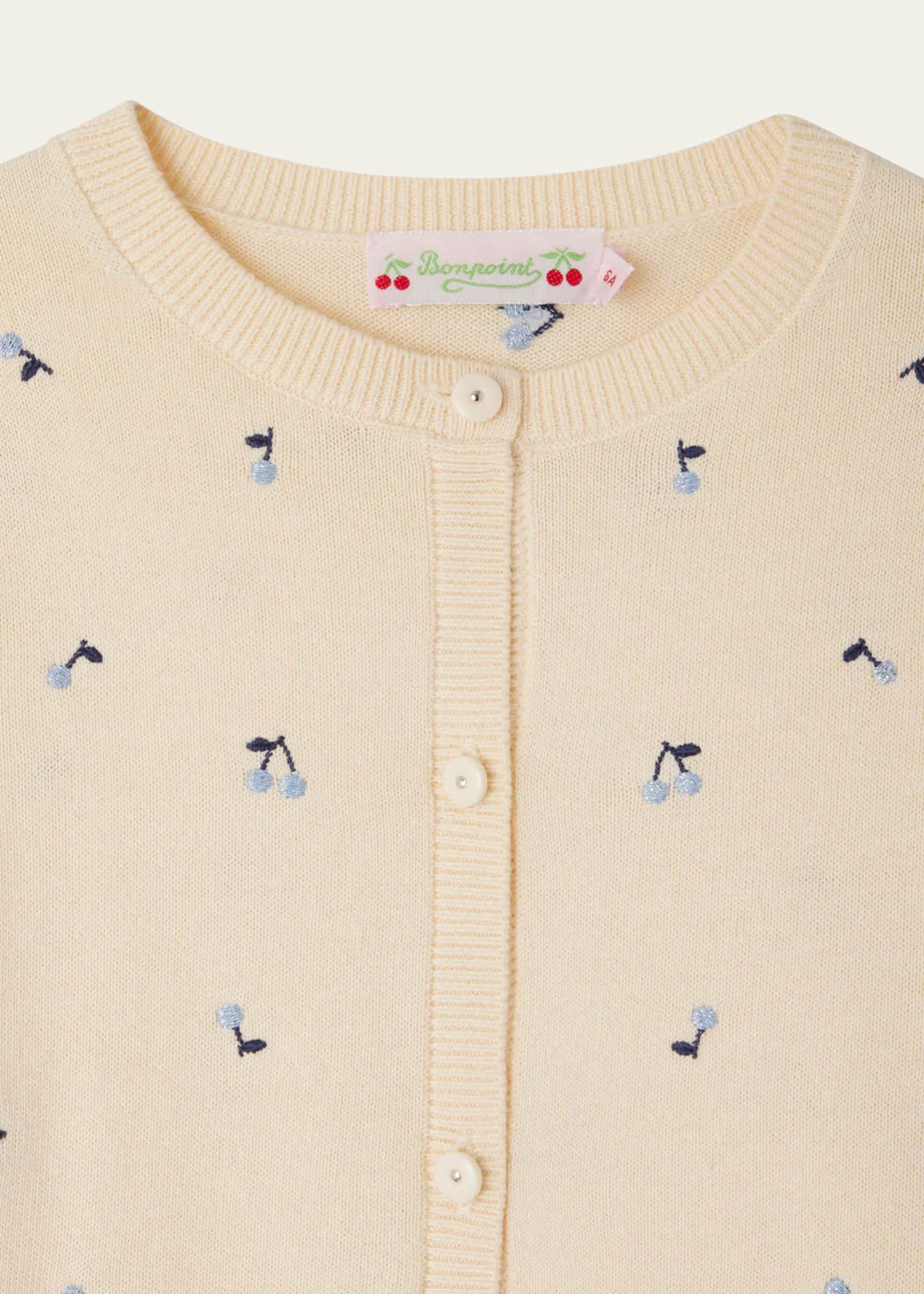 Bonpoint Girl's Cherry Embroidered Cardigan, Size 4-14 Image 3 of 3
